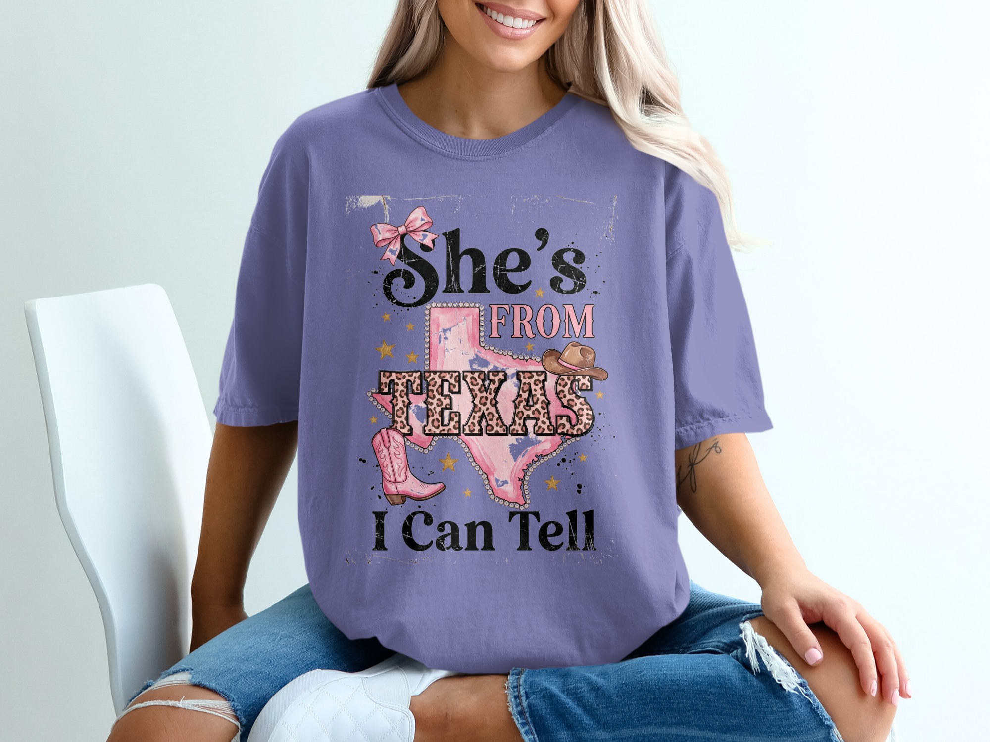 She's From Texas I Can Tell T-Shirt | Pink Leopard Print Texas Tee | Southern Cowgirl Shirt | Texas Pride Gift for Her | Western Style Texas - Image 13
