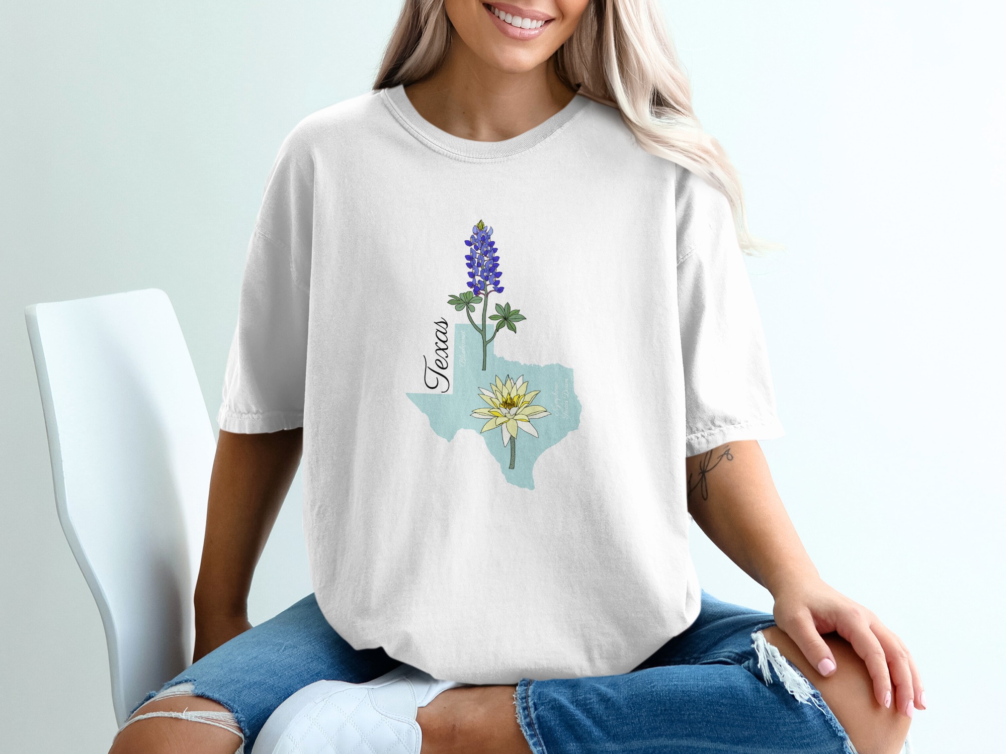 Texas Bluebonnet Water Lily T-Shirt, State Flower Texas Tee, Botanical Nature Lover Gift, Southern Pride Texas Shirt, Lone Star State - Image 6