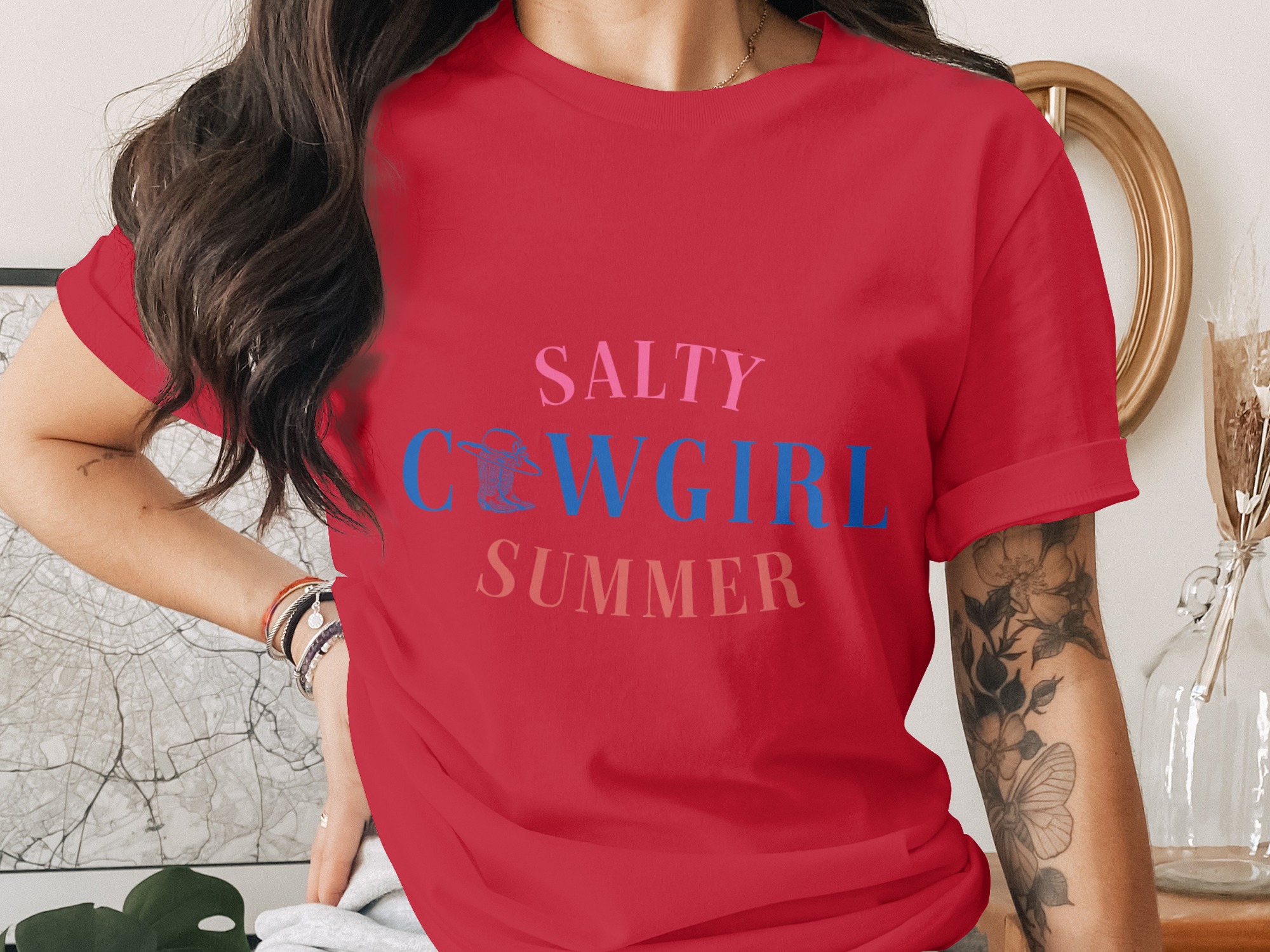 Salty Cowgirl Summer T-Shirt, Western Graphic Tee, Funny Cowgirl Shirt, Beach Vacation Outfit, Rodeo Girl Apparel, Gift for Her - Image 4