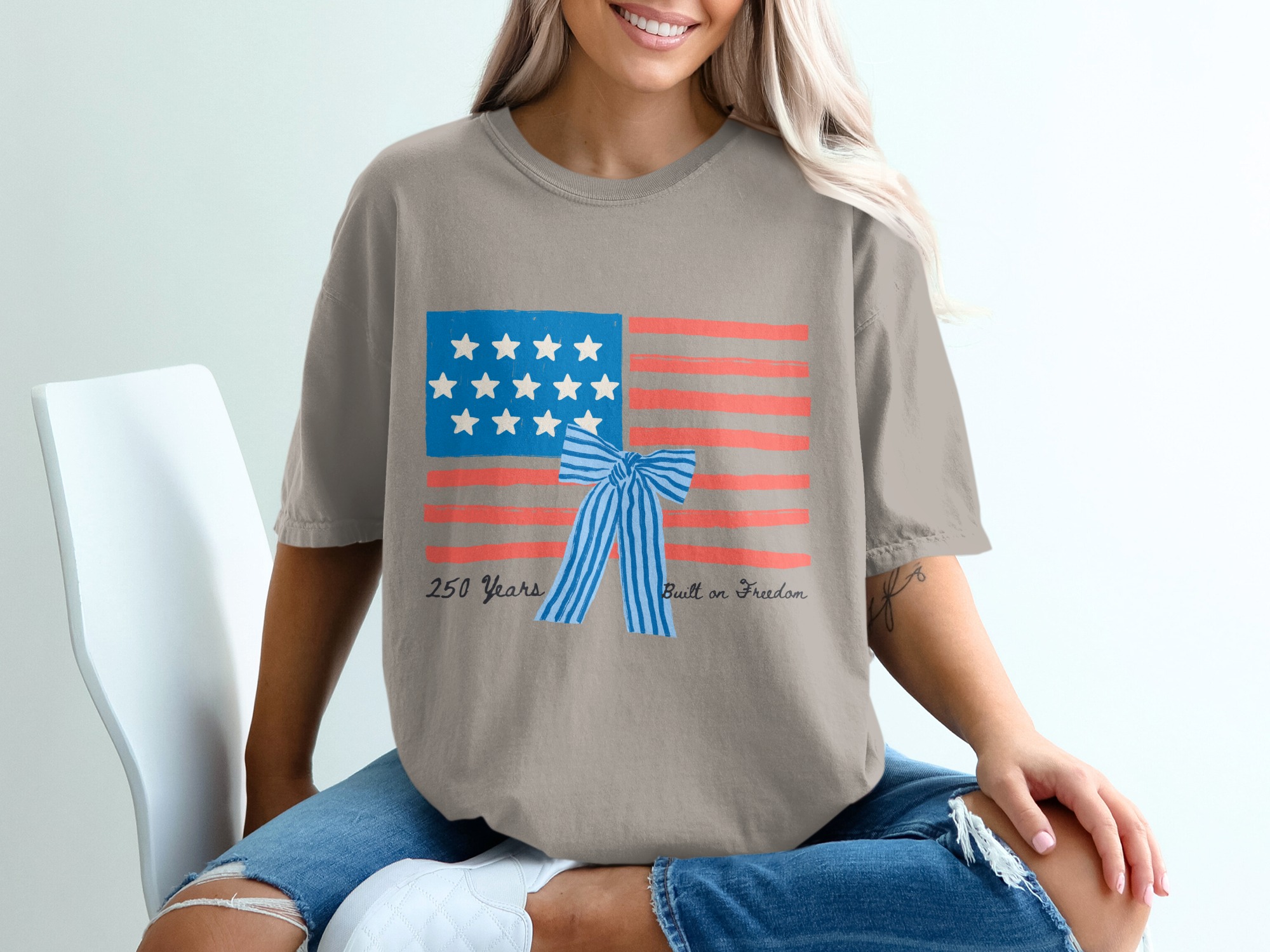 250 Years Built on Freedom American Flag T-Shirt, Patriotic Independence Day USA Tee, Heritage Anniversary Shirt Gift - Image 11