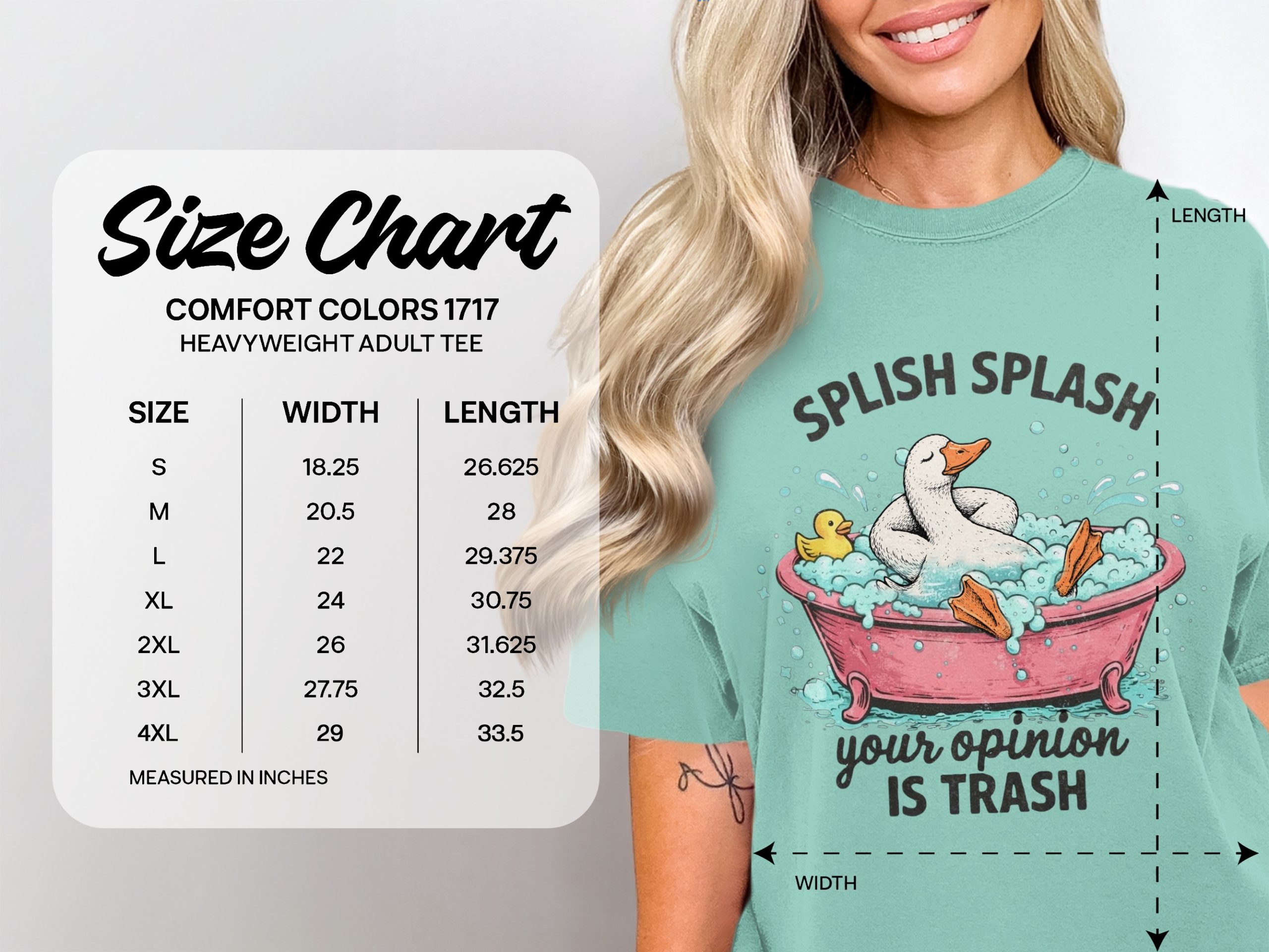 Splish Splash Your Opinion Is Trash T-Shirt, Comfort Colors Funny Duck Bathtub Shirt, Sarcastic Goose Tee, Introvert Humor Graphic - Image 4