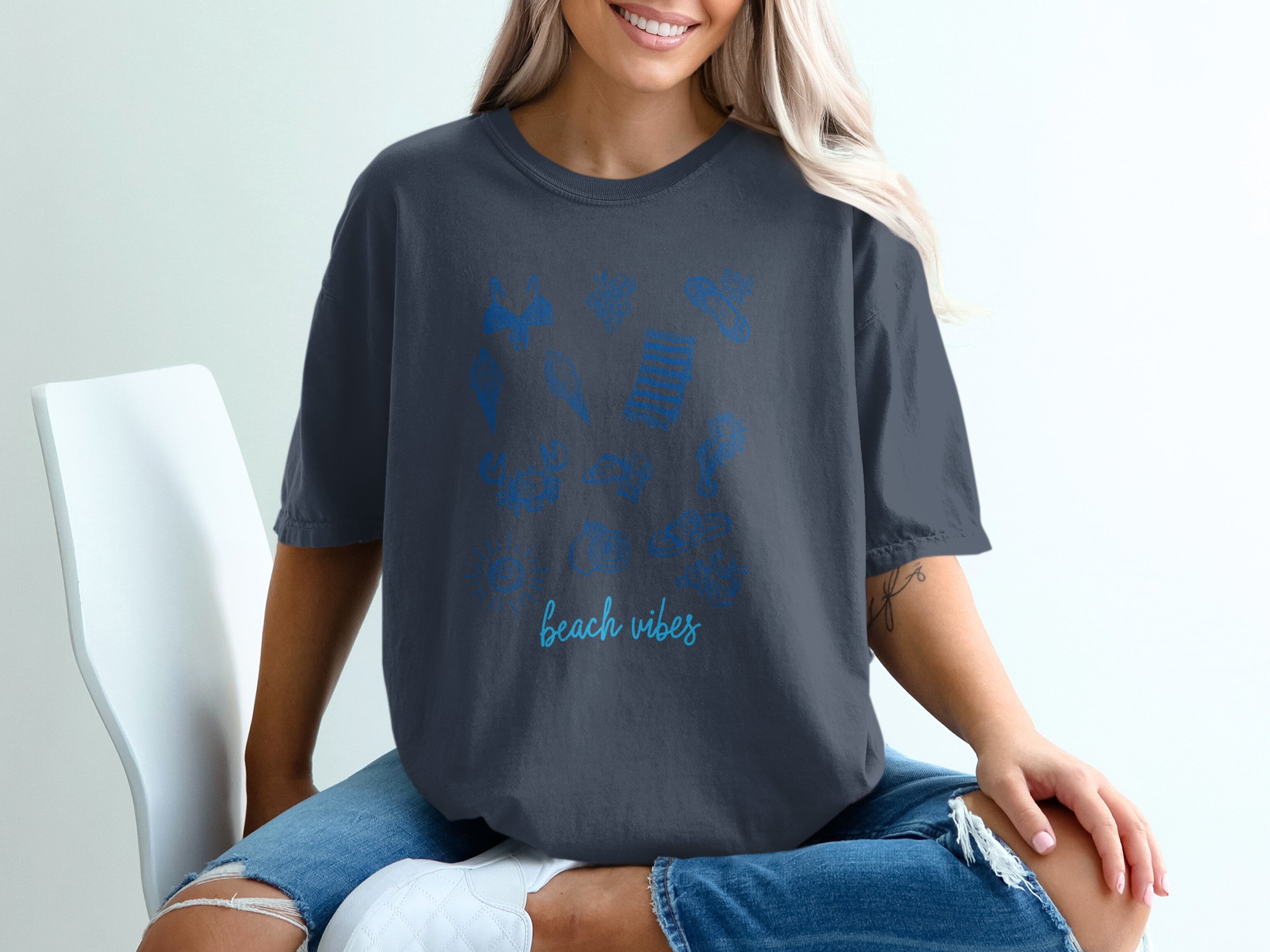 Comfort Colors® Beach Vibes T-Shirt, Coastal Life Summer Tee, Ocean Lover Vacation Shirt, Aesthetic Minimalist Beachy Graphic Top, Relaxed - Image 12