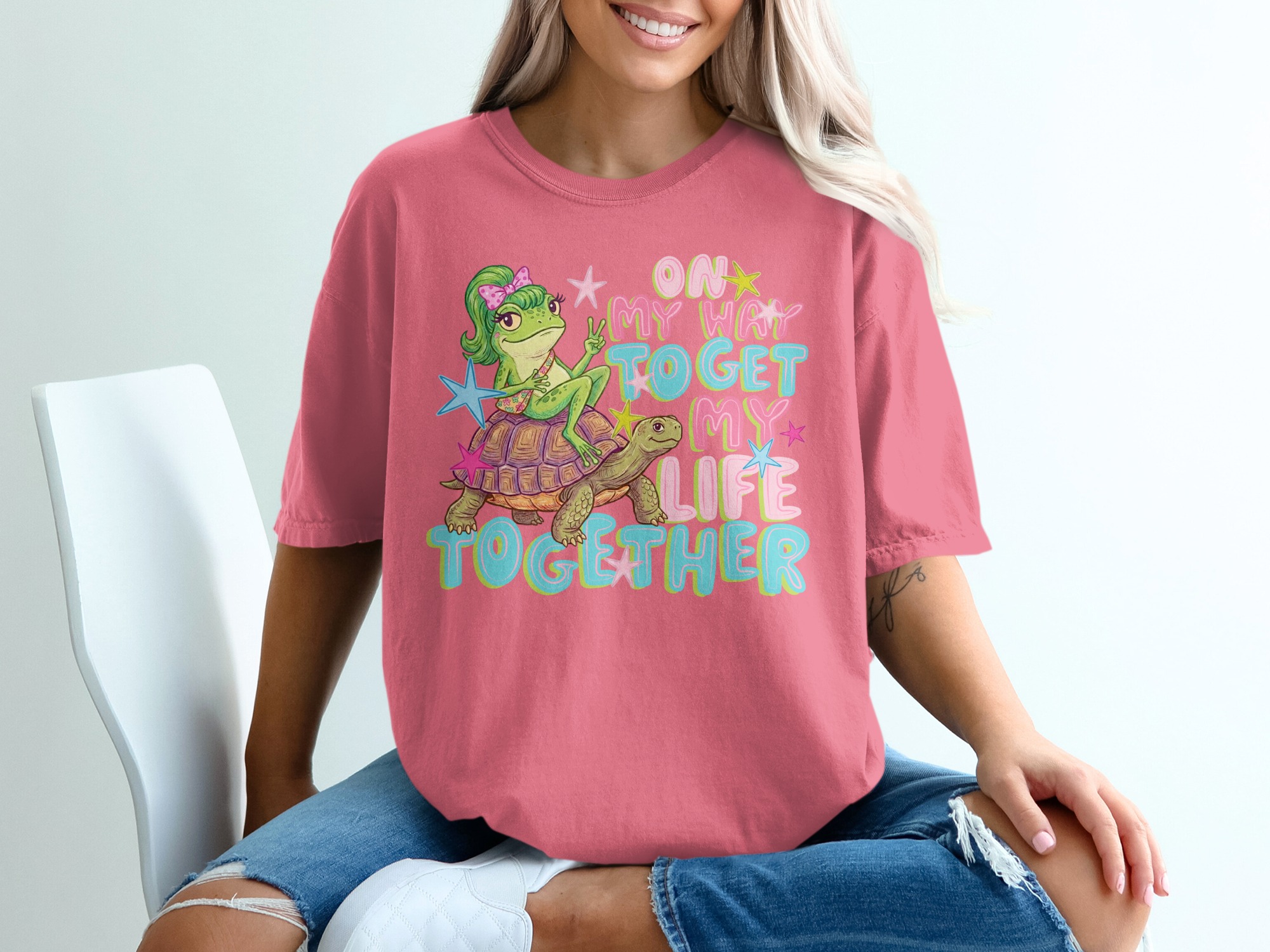 On My Way To Get My Life Together Frog Turtle T-Shirt, Cute Whimsical Meme Shirt, Funny Relatable Animal Tee, Y2K Aesthetic Gift - Image 16
