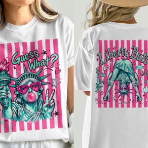 Pop Art Lady Liberty T-Shirt Comfort Colors ® Guess What Bubble Gum Peace Sign Y2K Aesthetic Sarcastic Graphic Tee Gift For Her