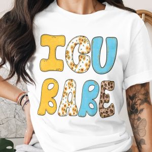 ICU BABE Digital Design PNG for Nurse Life Sublimation, Healthcare Worker Gift, Sunflower Leopard Print Faux Glitter