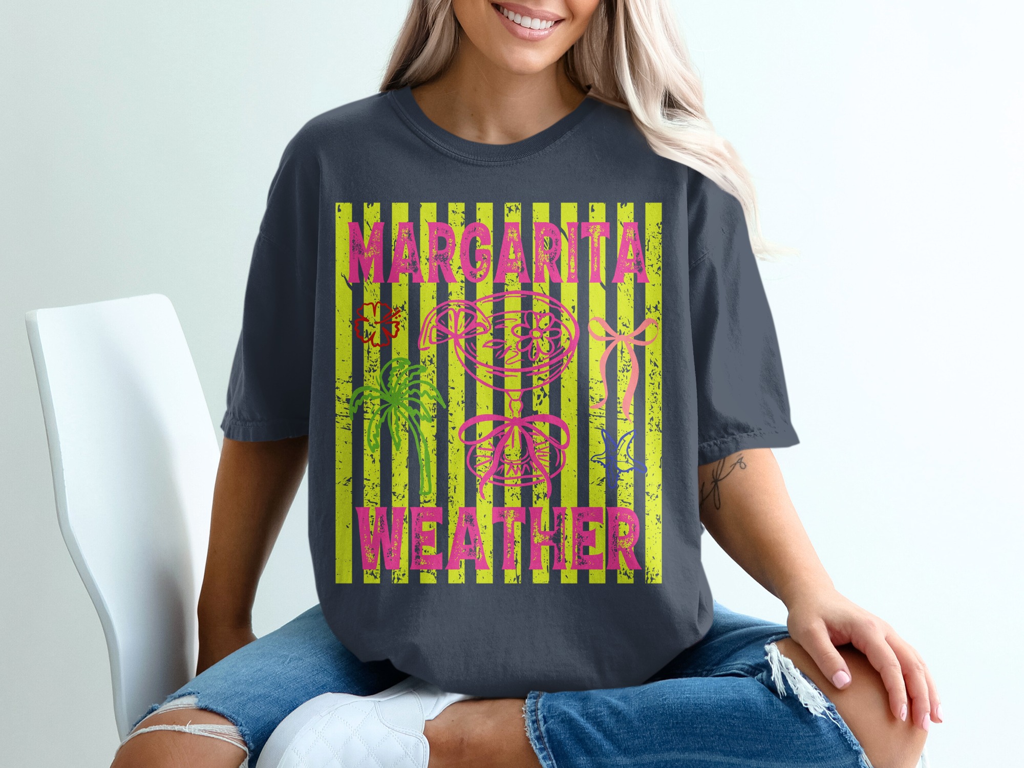 Margarita Weather T-Shirt, Tropical Vacation Beach Party Tee, Girls Trip Outfit, Bright Neon Summer Fun Shirt, Y2K Style Women's Top - Image 12