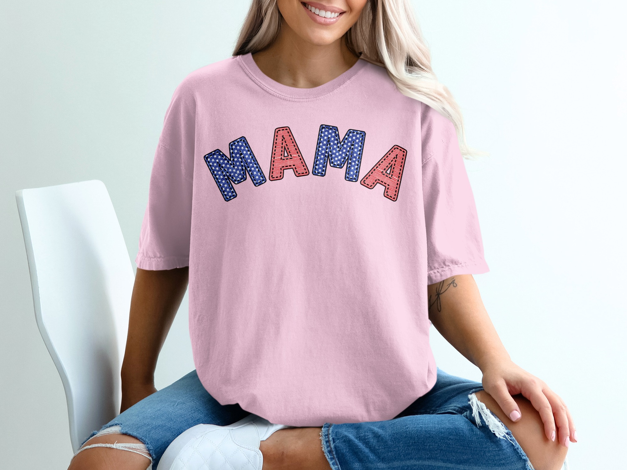 Patriotic Mama T-Shirt, American Flag Mama Shirt, 4th of July Mom Tee, USA Red White Blue Top, Memorial Day Mother's Day Gift for Her - Image 17