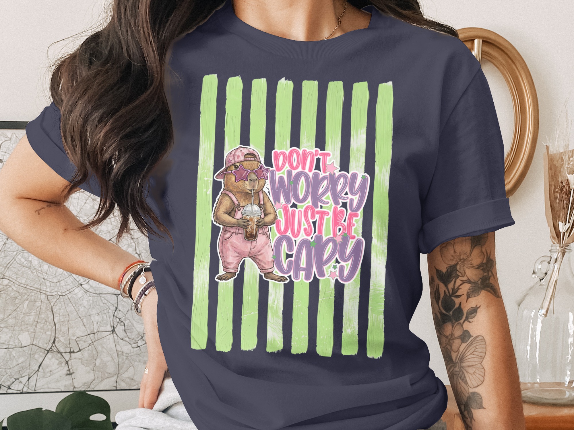 Comfort Colors® Capybara T-Shirt, Don't Worry Just Be Capy Tee, Cute Animal Lover Gift, Funny Meme Shirt, Trendy Aesthetic Top, Y2K Style - Image 3