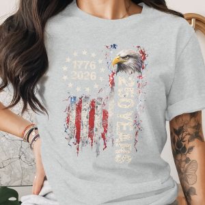 1776 2026 250 Years T-Shirt, Patriotic American Flag Eagle Tee, Distressed USA Independence Day Shirt, Commemorative Bicentennial Plus 50