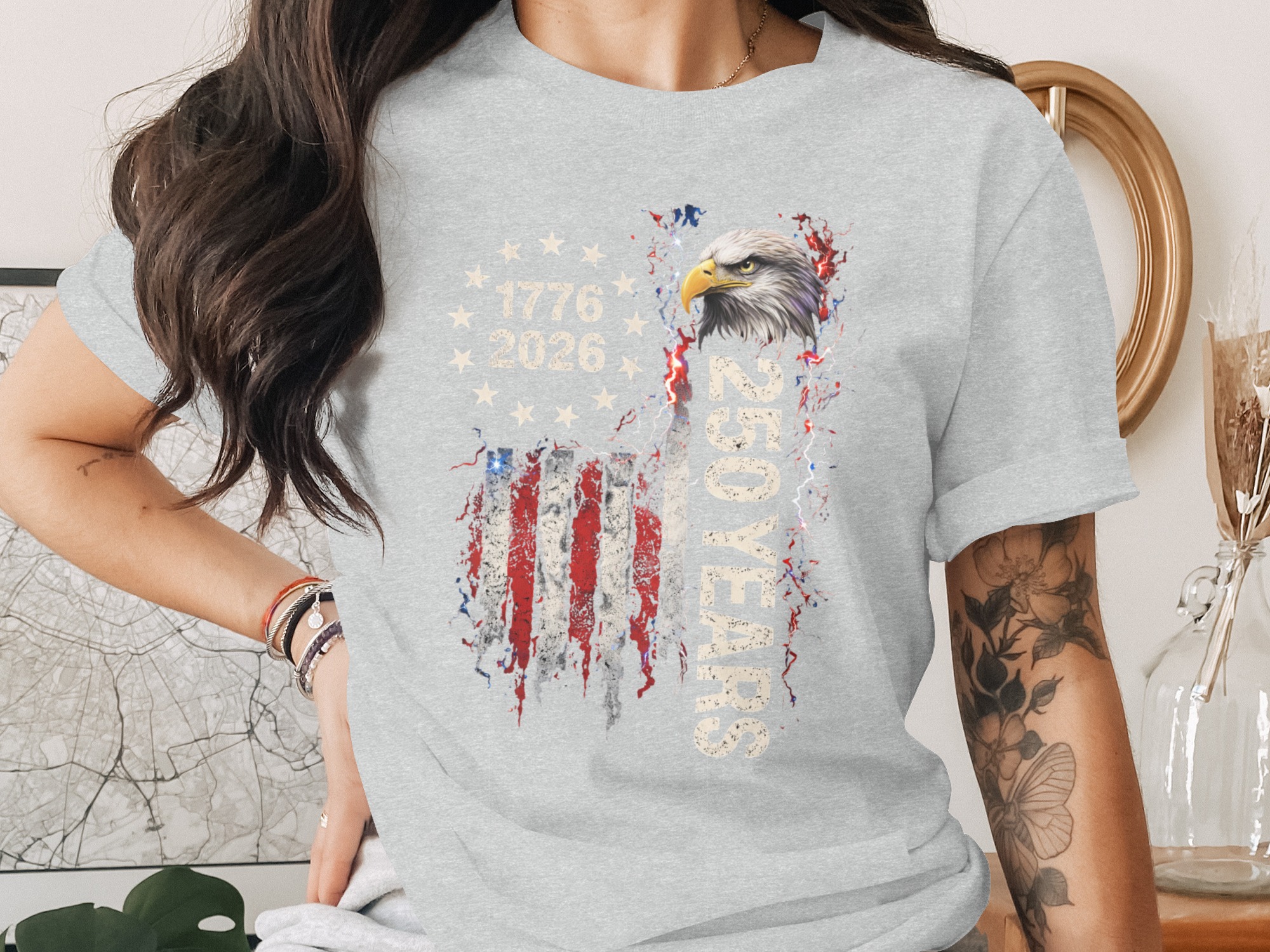 1776 2026 250 Years T-Shirt, Patriotic American Flag Eagle Tee, Distressed USA Independence Day Shirt, Commemorative Bicentennial Plus 50