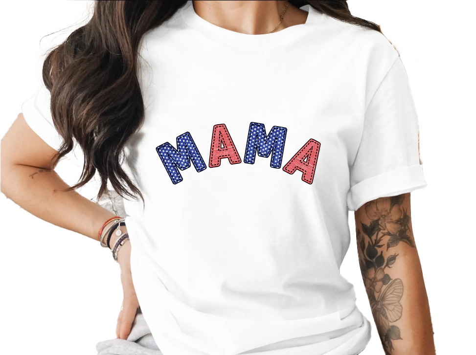 Patriotic Mama T-Shirt, American Flag Mama Shirt, 4th of July Mom Tee, USA Red White Blue Top, Memorial Day Mother's Day Gift for Her