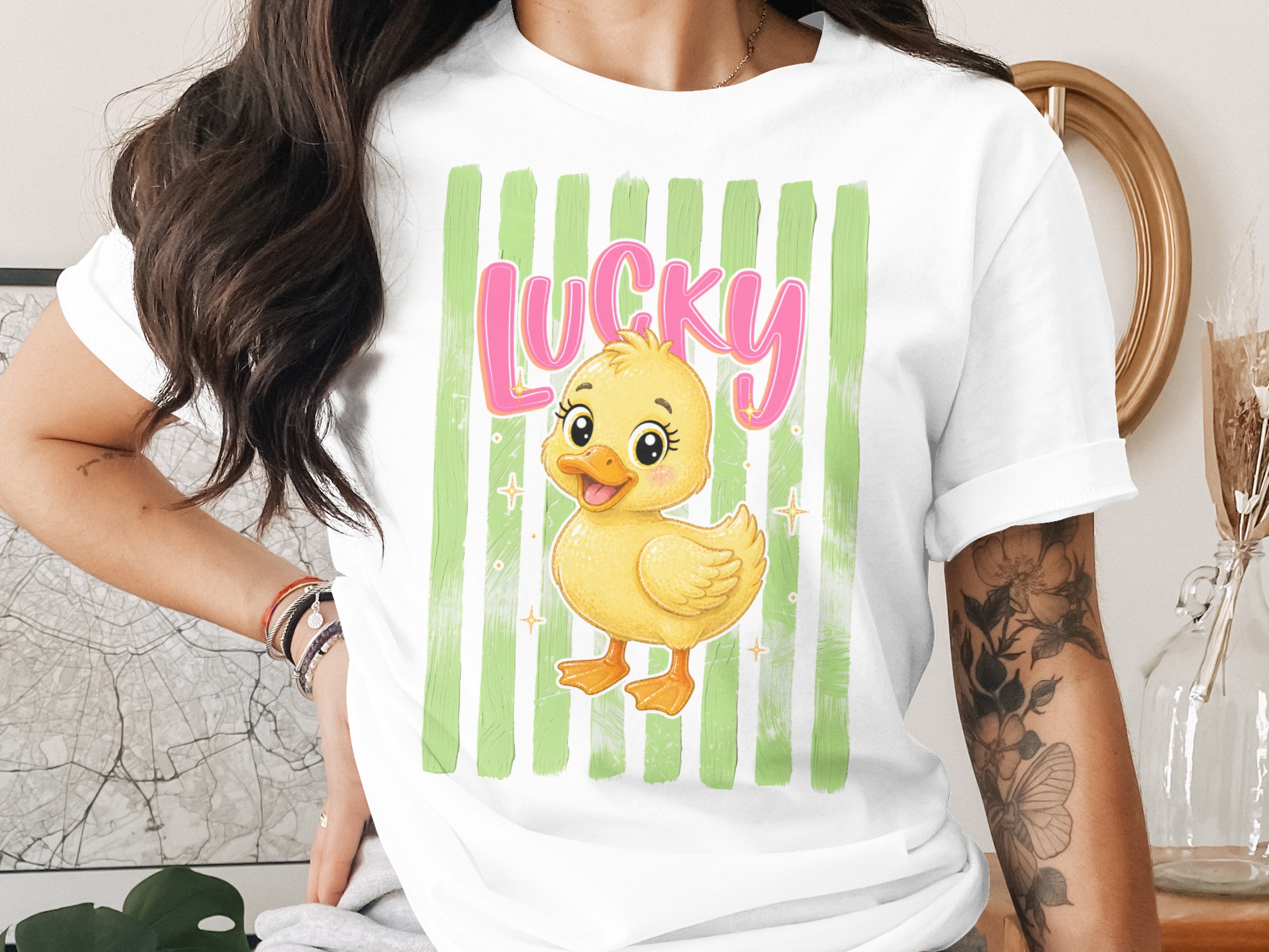 Comfort Colors® Lucky Duck T-Shirt, Cute Easter Duckling Tee, Kawaii Spring Animal Shirt, Whimsical Graphic Top for Her