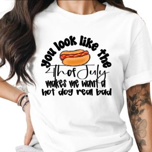 Funny 4th of July Hot Dog T-Shirt, Independence Day Tee, Patriotic Summer BBQ Gift, Witty July Fourth Hot Dog Lover Apparel