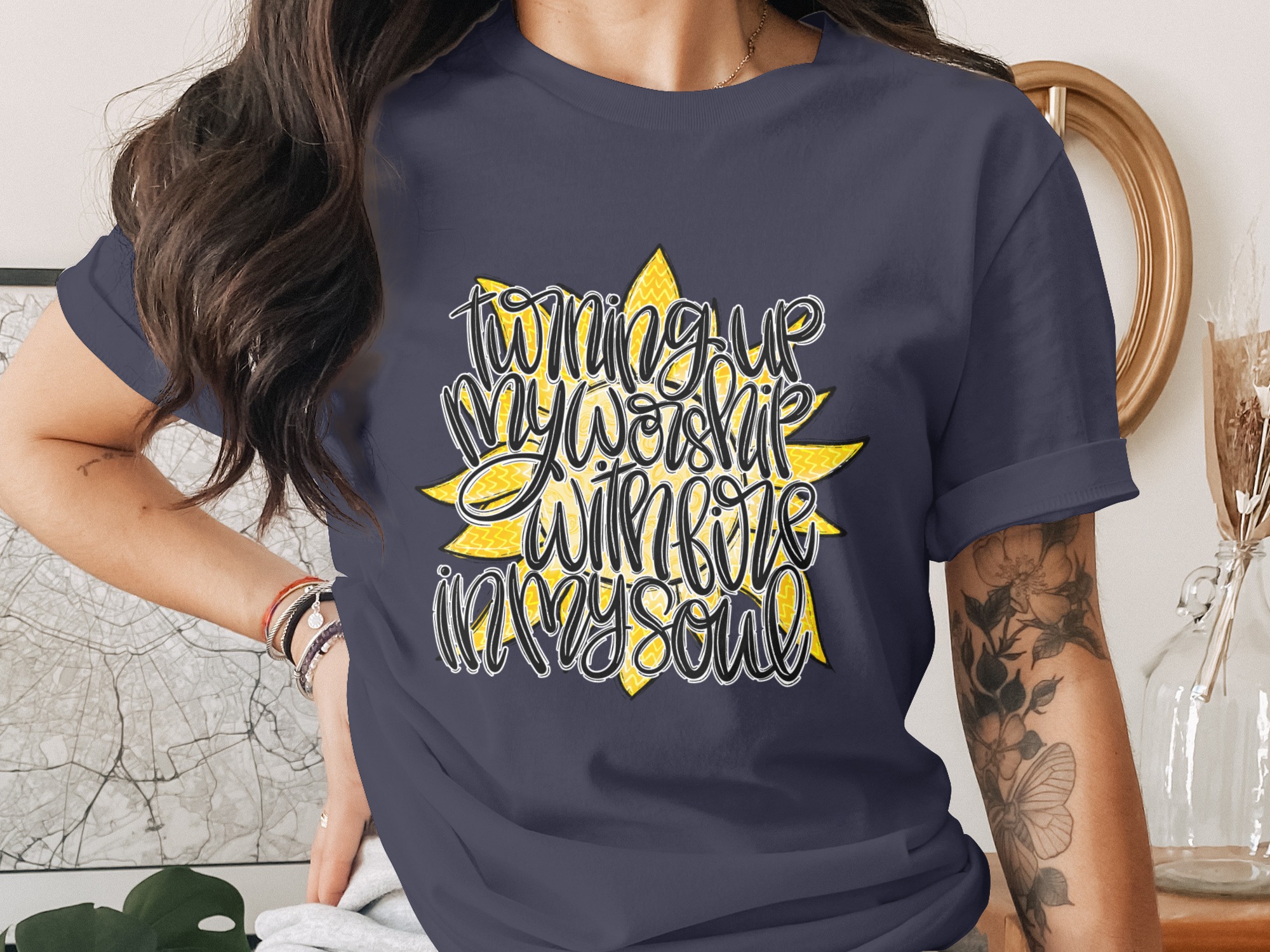 Worship T-Shirt, Turning Up My Worship With Fire In My Soul Tee, Christian Faith Shirt, Inspirational Religious Gift - Image 3