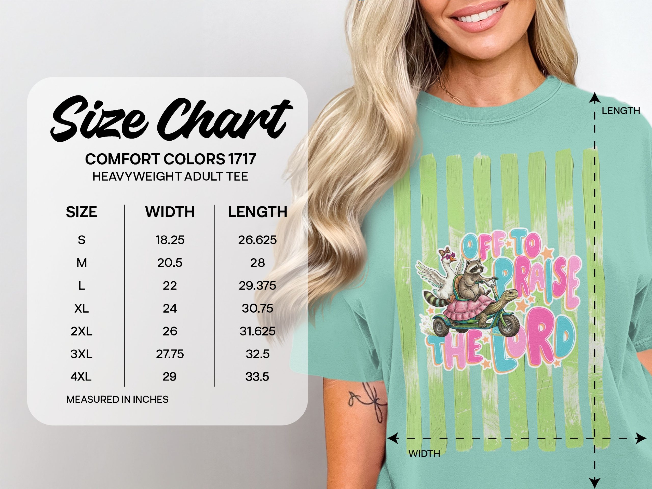 Comfort Colors® Off to Praise the Lord T-Shirt, Whimsical Christian Raccoon Tee, Faith Based Apparel, Cute Worship Shirt Gift - Image 5