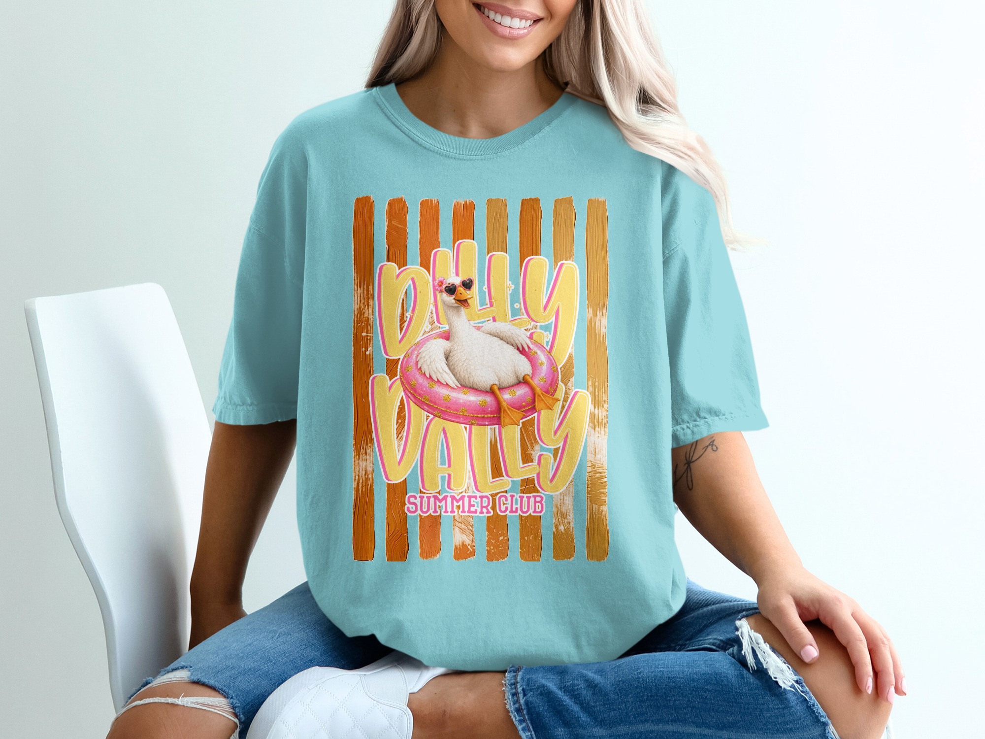 Comfort Colors® Dilly Dally Summer Club T-Shirt, Funny Duck Float Tee, Whimsical Summer Vacation Shirt, Relaxed Animal Lover Gift - Image 19
