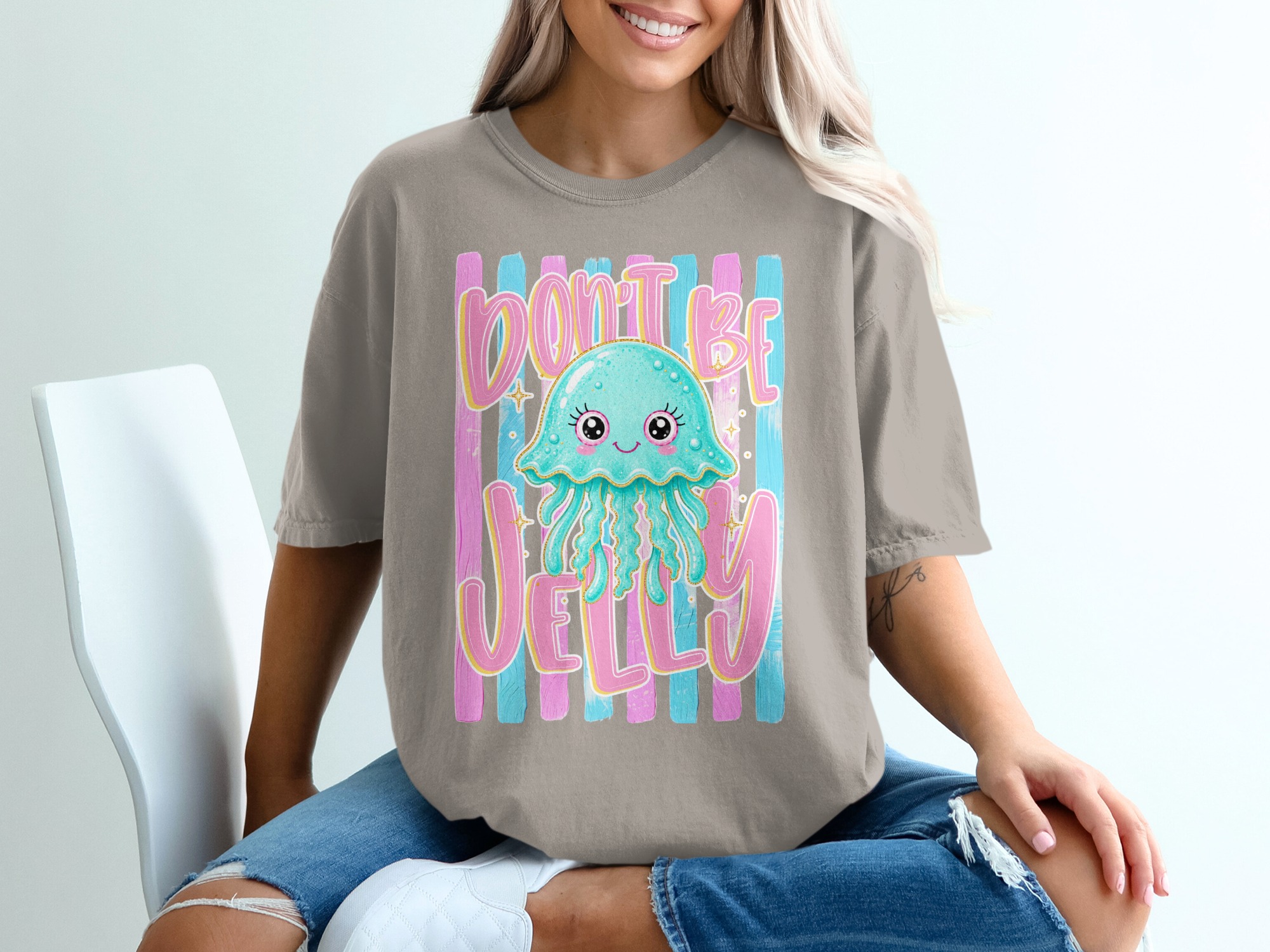 Comfort Colors ® Don't Be Jelly T-Shirt, Cute Kawaii Jellyfish Tee, Positive Vibes, Summer Ocean Lover Gift, Aesthetic Girl Shirt, Trendy - Image 11
