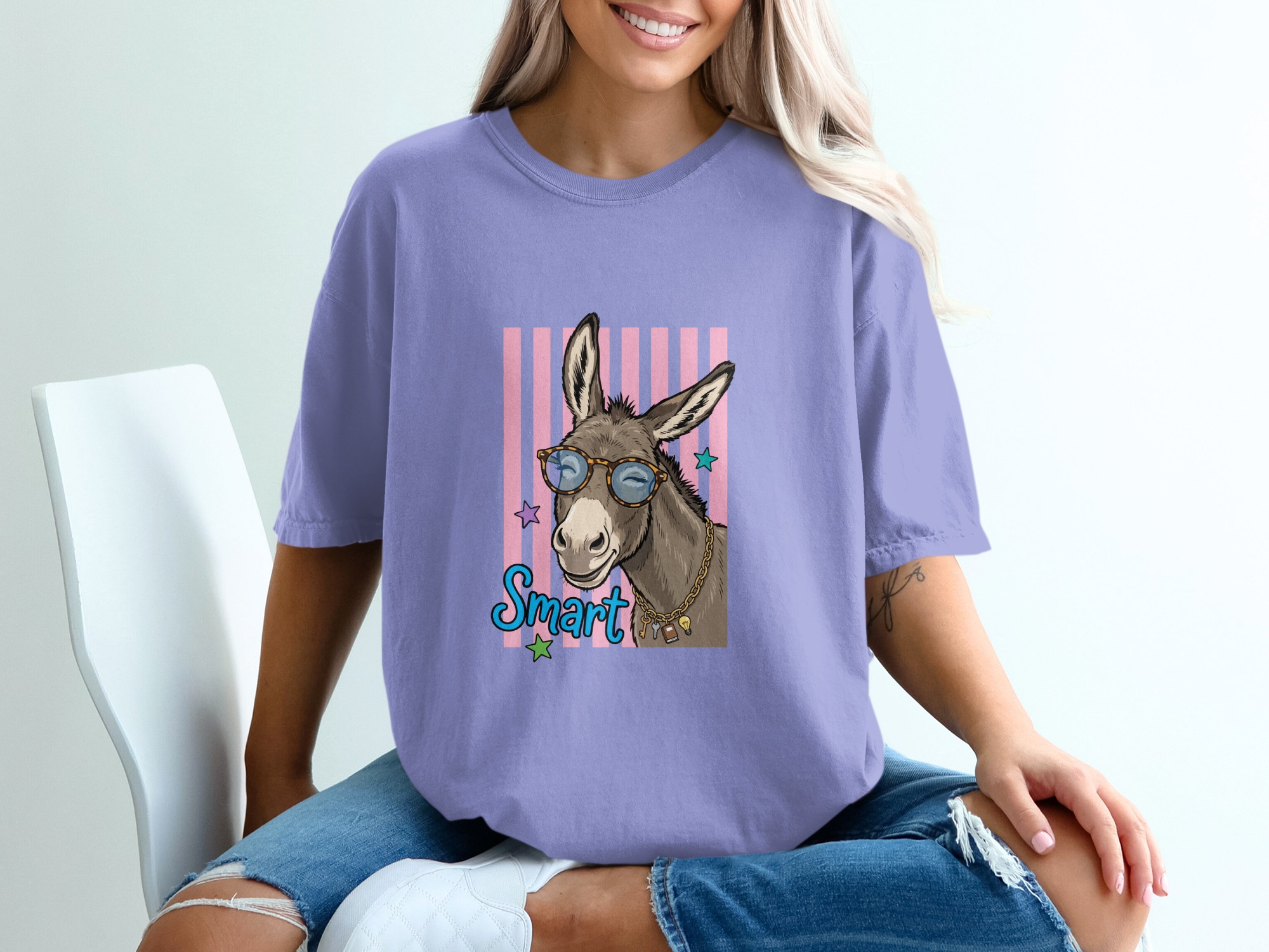 Comfort Colors® Smart Donkey T-Shirt, Funny Animal Tee, Cute Donkey with Glasses Shirt, Humorous Graphic Apparel, Quirky Gift Idea - Image 18