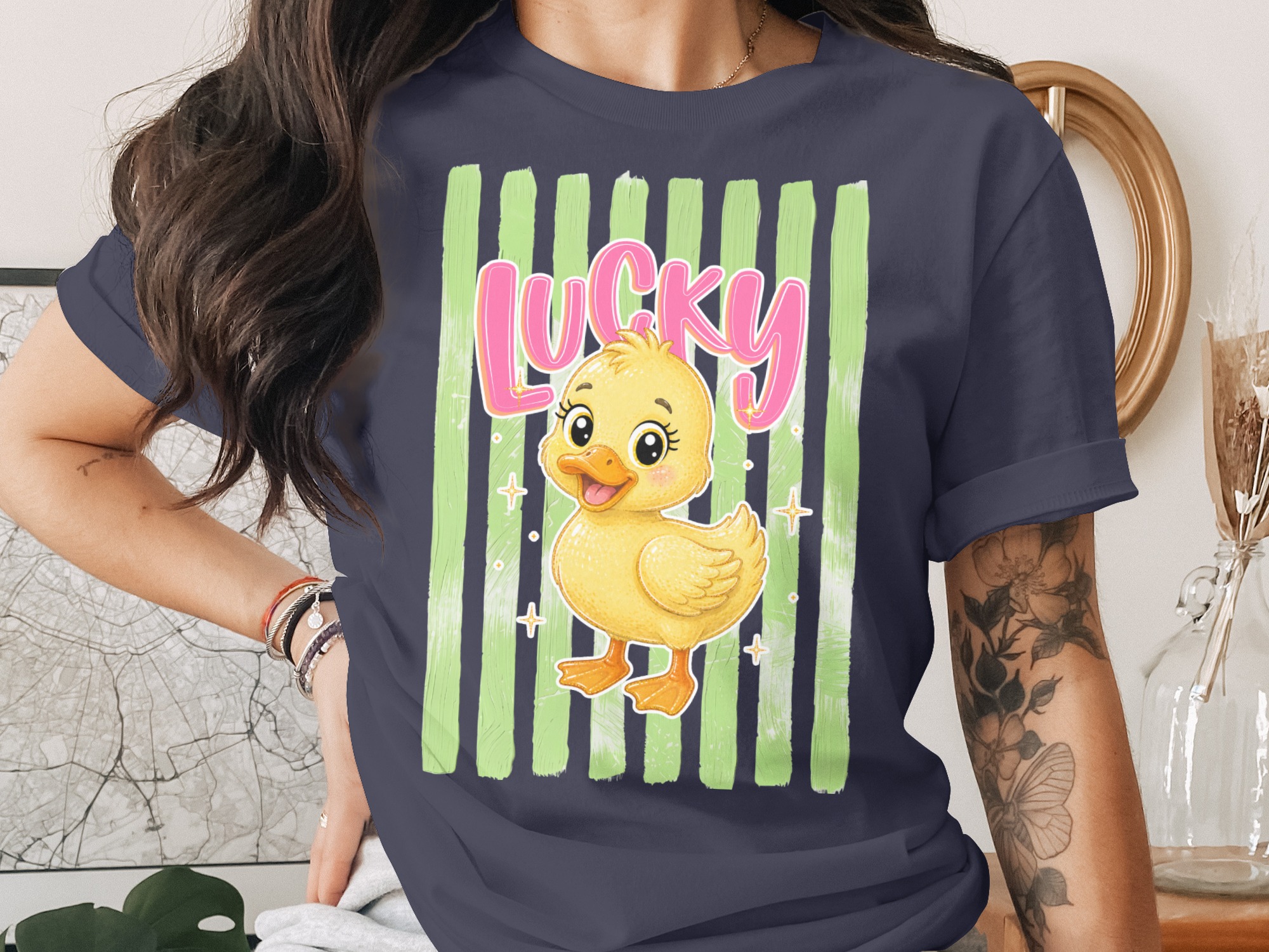 Comfort Colors® Lucky Duck T-Shirt, Cute Easter Duckling Tee, Kawaii Spring Animal Shirt, Whimsical Graphic Top for Her - Image 3