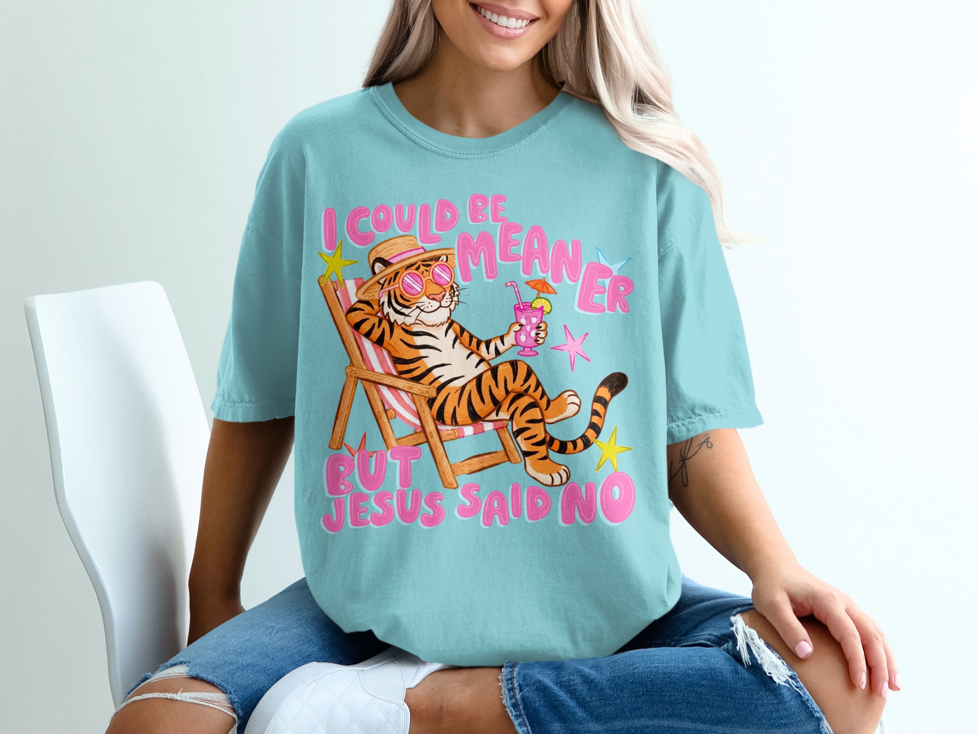 Sarcastic Jesus Said No T-Shirt, Funny Christian Meme Tee, Chill Tiger Vacation Shirt, Witty Faith Humor Gift, Bible Quote Tee - Image 19