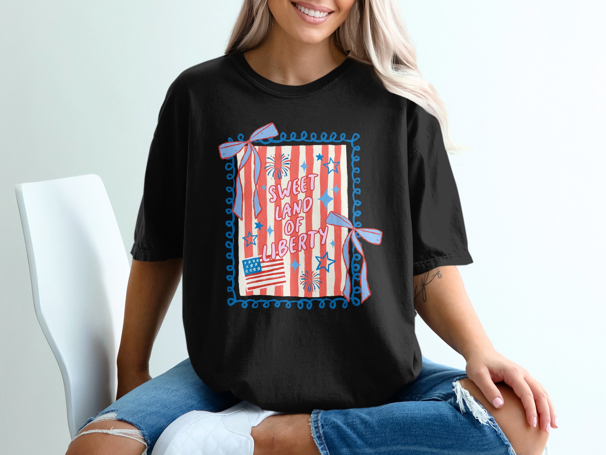 Sweet Land of Liberty T-Shirt, Patriotic American Flag Tee, Vintage Fourth of July USA Shirt, Independence Day Celebration Gift - Image 8
