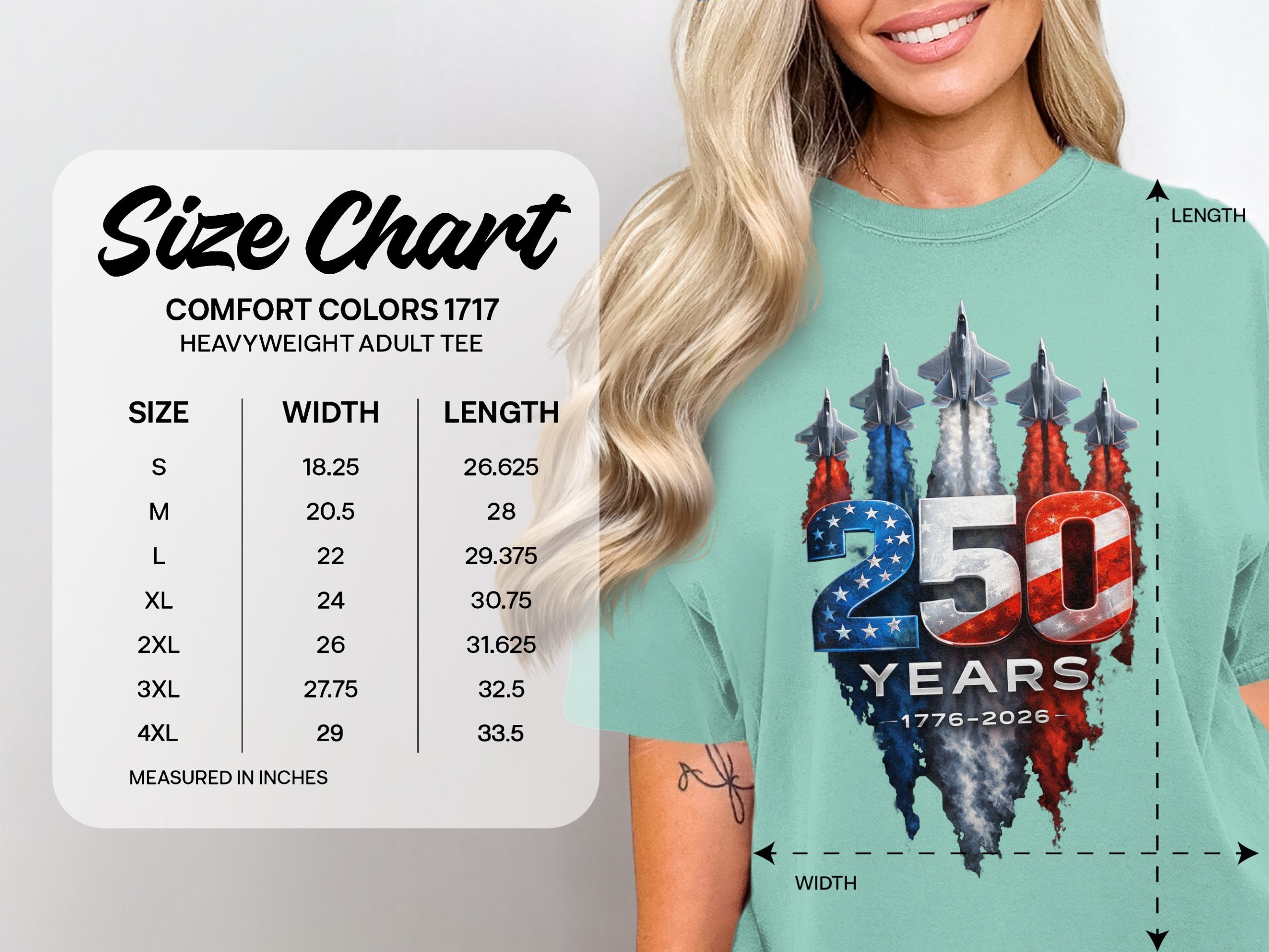250 Years American Anniversary T-Shirt | Patriotic USA 1776-2026 Celebration Tee | Military Jet Flag Design Gift - Image 6