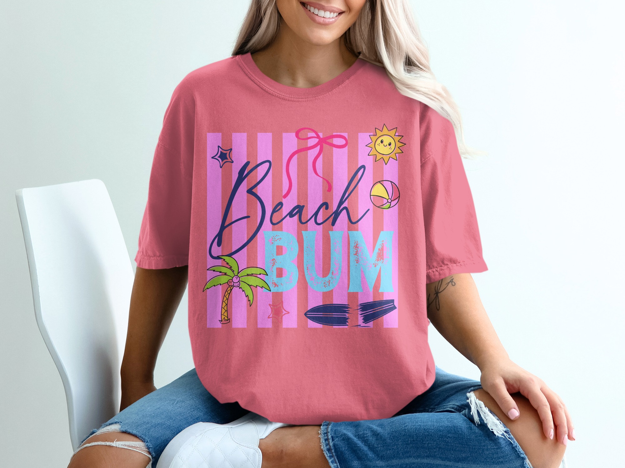 Beach Bum T-Shirt | Retro Summer Vacation Shirt for Women | Cute Beach Lover Tee | Girls Trip Gift Idea | Fun Ocean Vibe Apparel - Image 16