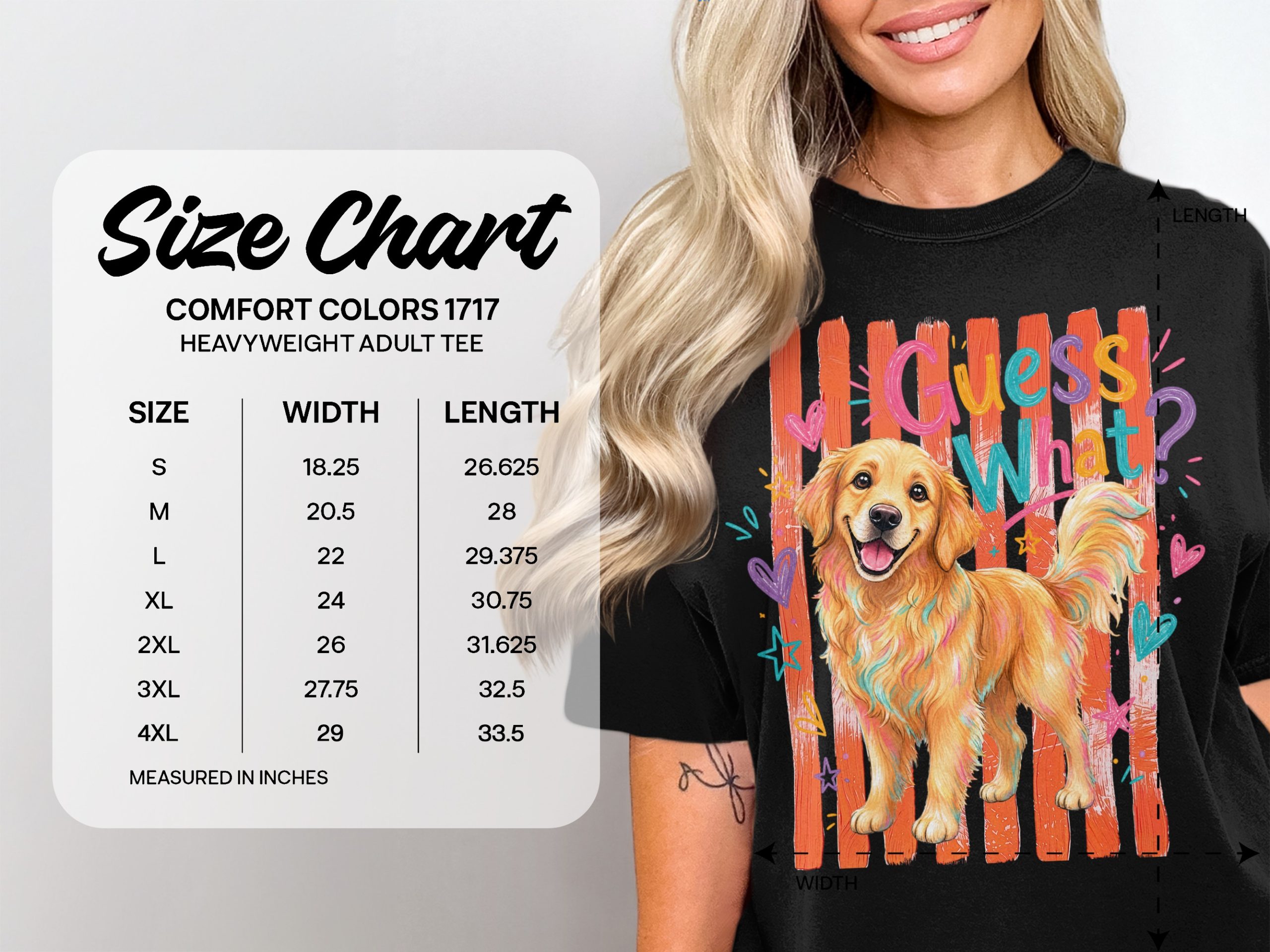 Golden Retriever T-Shirt, Comfort Colors 1717® Dog Lover Shirt, Guess What Golden Butt Funny Dog Mom Gift, Front and Back Design - Image 4