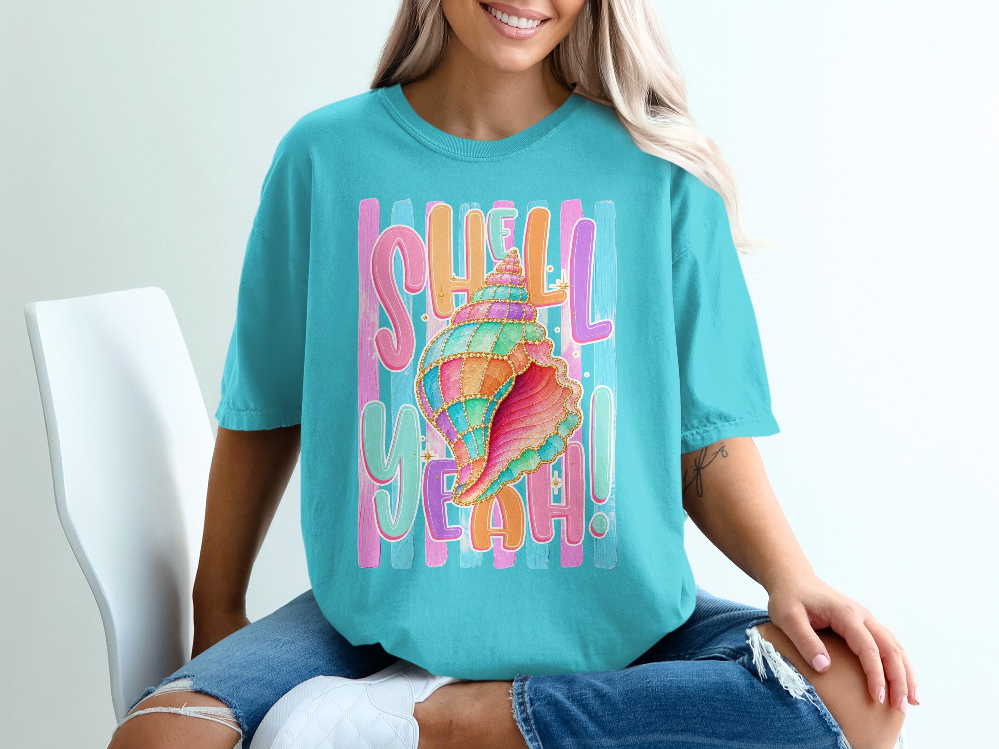 Comfort Colors ® Shell Yeah T-Shirt, Vibrant Seashell Beach Tee, Summer Vacation Coastal Shirt, Preppy Beachy Gift for Her, Fun Ocean Pun - Image 9