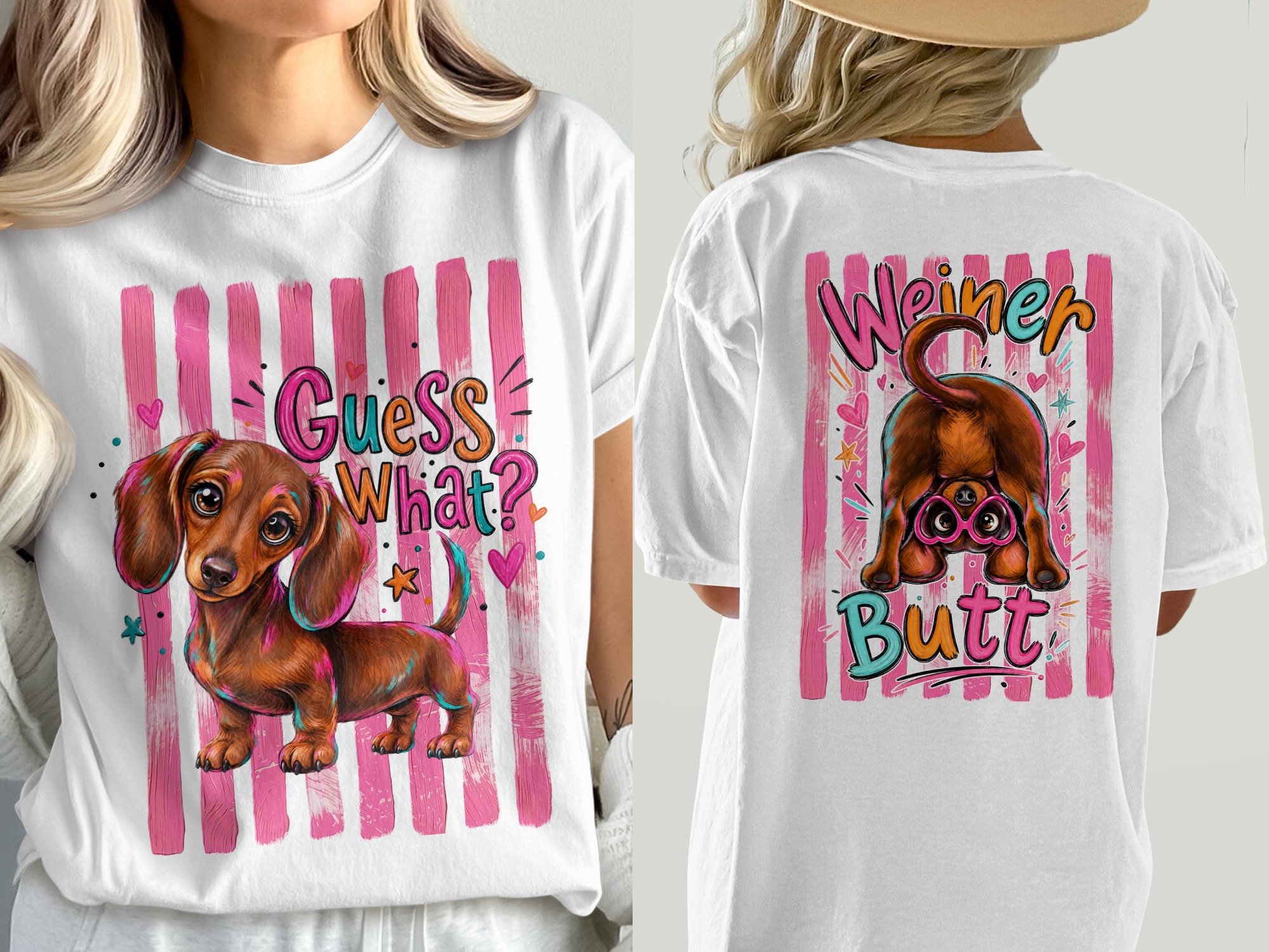 Cute Dachshund T-Shirt, Comfort Colors® Guess What Wiener Dog Tee, Funny Doxie Mom Gift for Dog Lovers