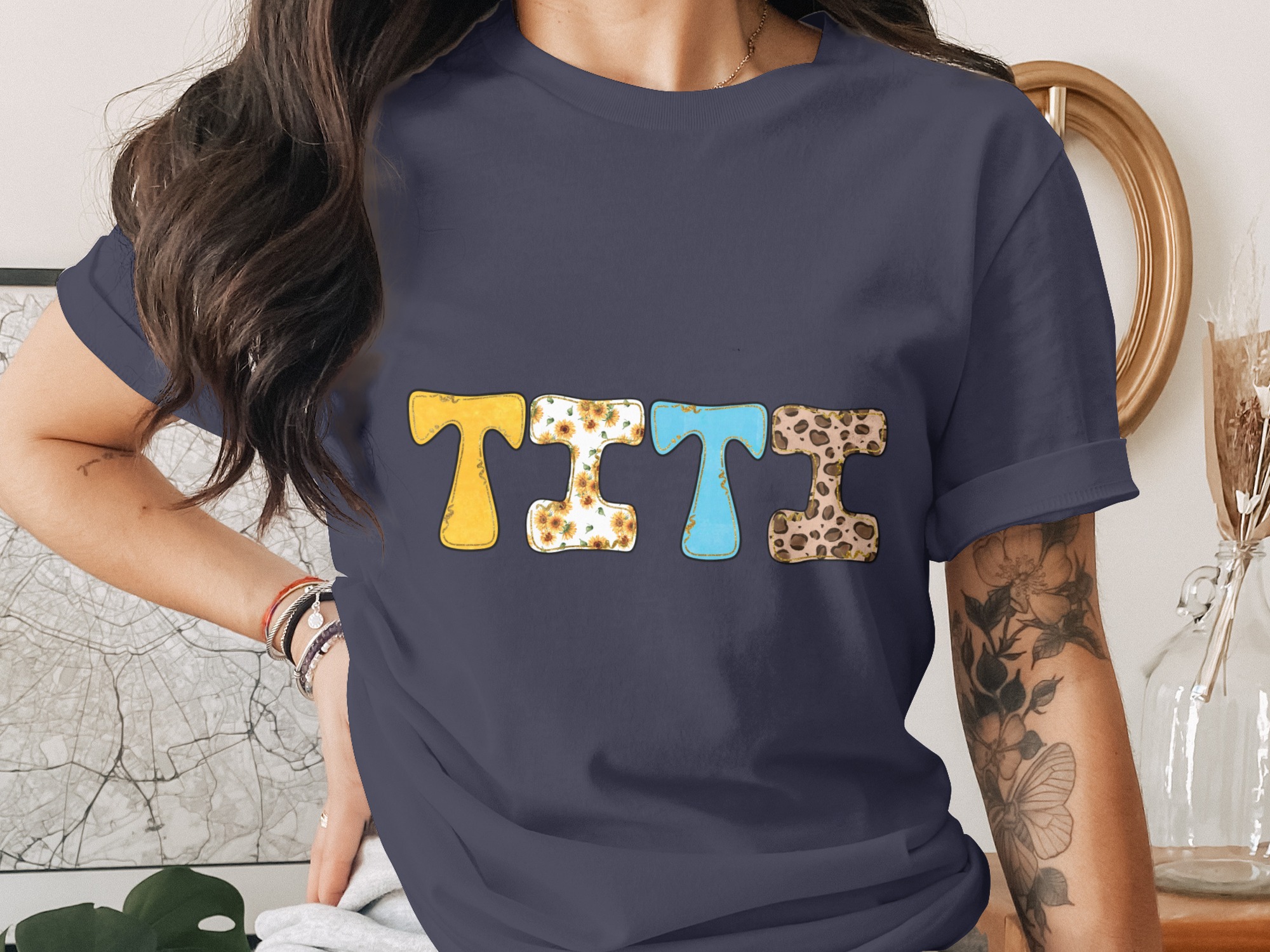 Glitter Letter T Clipart Bundle, Digital Alphabet Initial Monogram, Sunflower T, Leopard Print T, Yellow Blue T PNG Download - Image 2