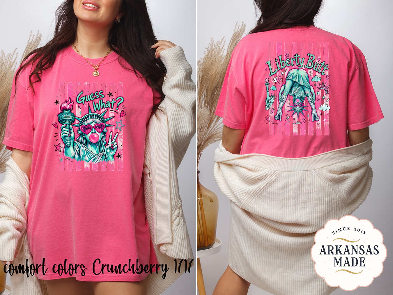 Lady Liberty Comfort Colors ® T-Shirt, Y2K Bubblegum Pop Art Peace Sign Patriotic Tee, Trendy Fun Gift For Her - Image 4