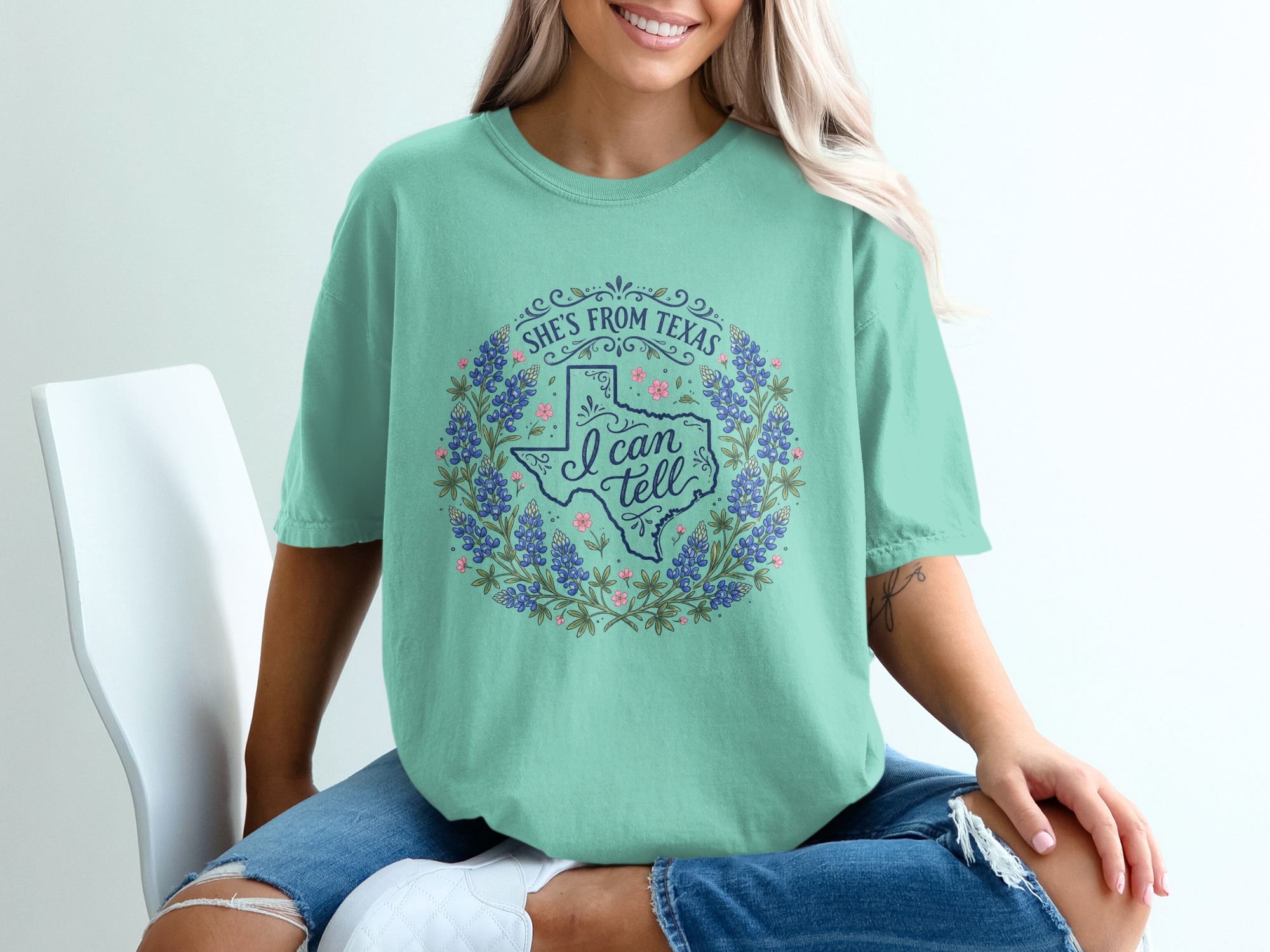 She's From Texas T-Shirt, Texas Bluebonnet Tee, Texas Girl Shirt, State Pride Apparel, Botanical Texas Gift - Image 10
