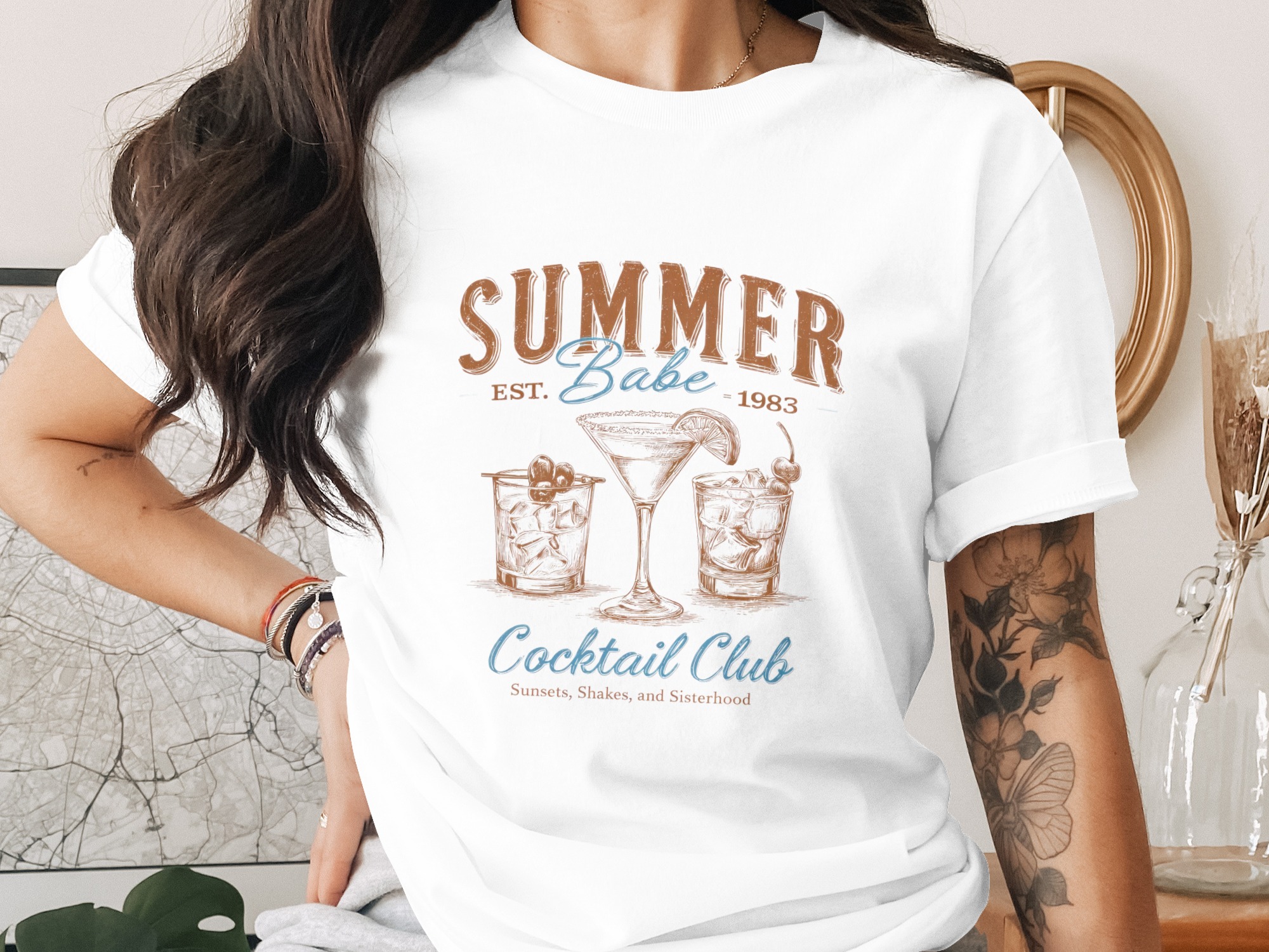 Summer Babe T-Shirt, Comfort Colors ® Cocktail Club Est 1983, Sunsets Shakes Sisterhood Tee, Girls Trip Retro Vacation Shirt, Best Friend