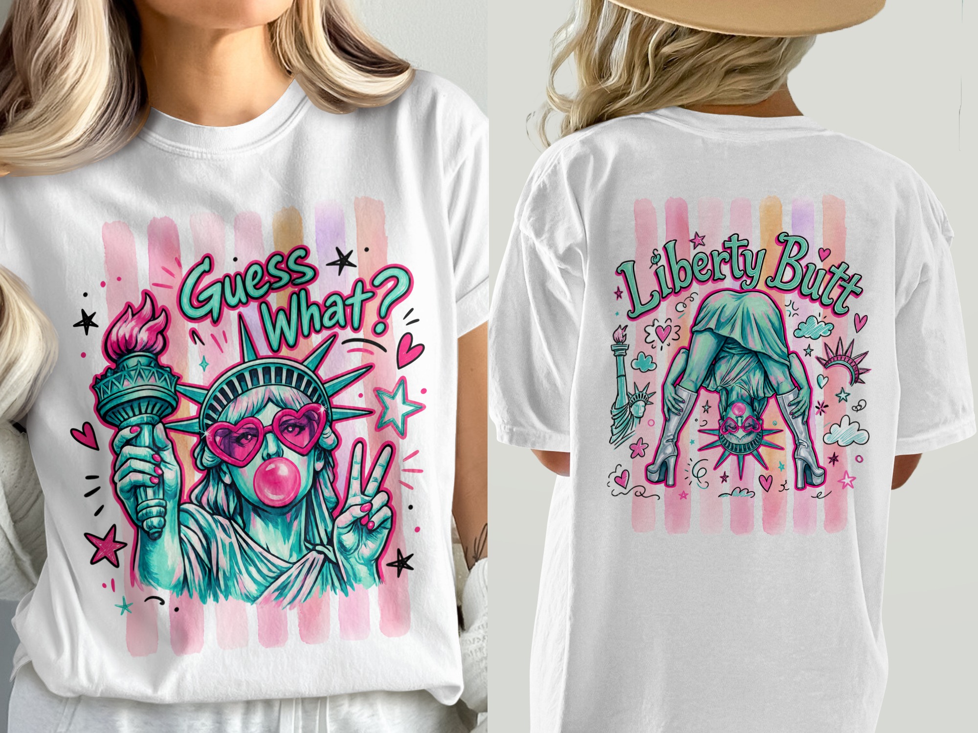 Statue of Liberty Pop Art T-Shirt, Comfort Colors ® Guess What Bubblegum Tee, Y2K Aesthetic Funny Graphic Shirt Gift