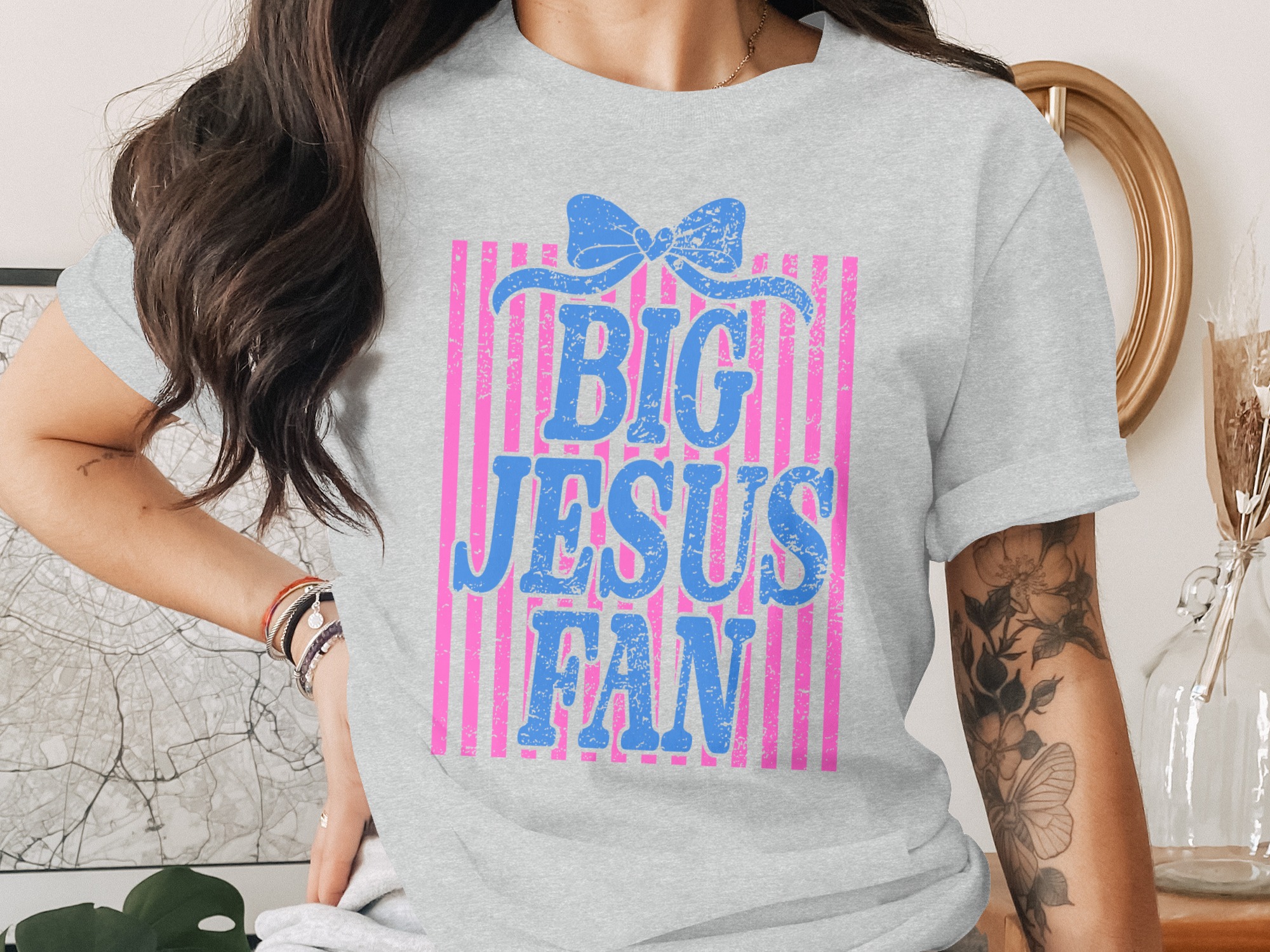 Comfort Colors® Big Jesus Fan T-Shirt, Christian Faith Shirt, Religious Gift for Her, Cute Jesus Tee, Church Outfit, Easter Shirt, Spiritual - Image 2