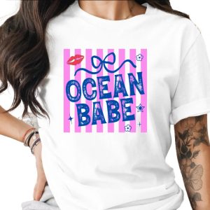 Ocean Babe T-Shirt, Y2K Beach Vacation Tee, Trendy Summer Shirt for Her, Coastal Aesthetic Top, Fun Bachelorette Trip Gift