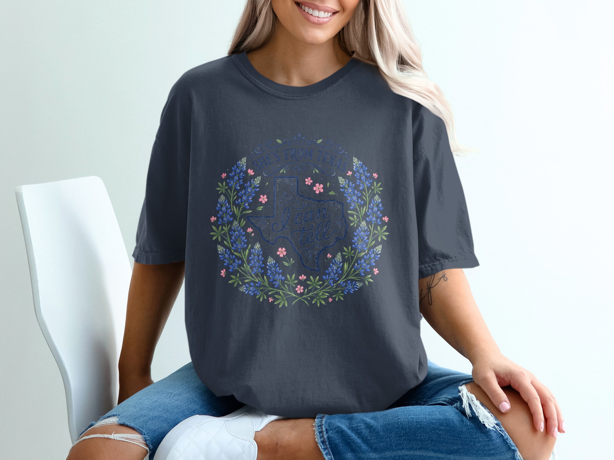 She's From Texas T-Shirt, Texas Bluebonnet Tee, Texas Girl Shirt, State Pride Apparel, Botanical Texas Gift - Image 12