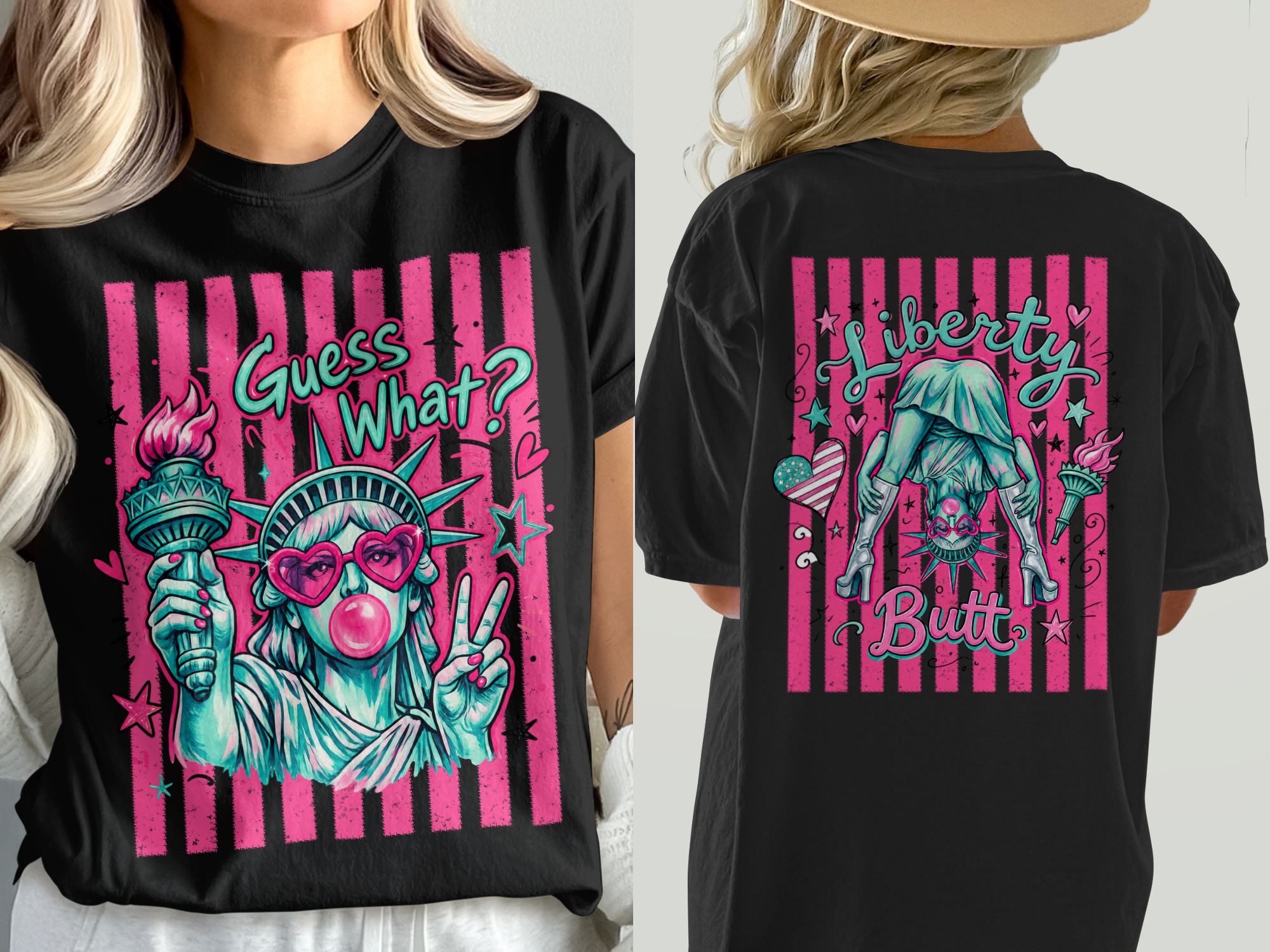 Sassy Lady Liberty T-Shirt, Comfort Colors ® Pop Art Tee, Y2K Aesthetic 'Guess What?' Graphic Funky Gift - Image 5