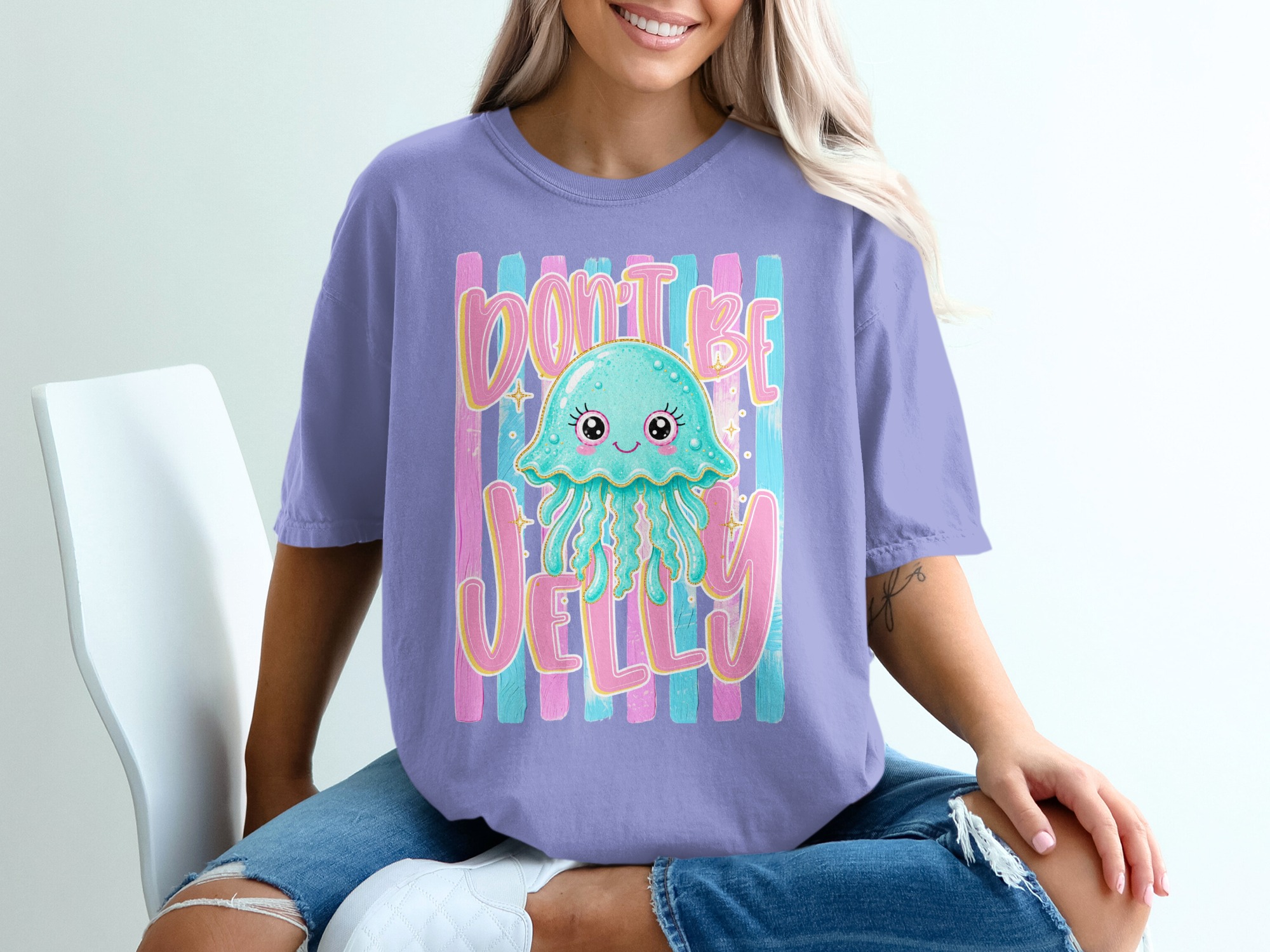 Comfort Colors ® Don't Be Jelly T-Shirt, Cute Kawaii Jellyfish Tee, Positive Vibes, Summer Ocean Lover Gift, Aesthetic Girl Shirt, Trendy - Image 18
