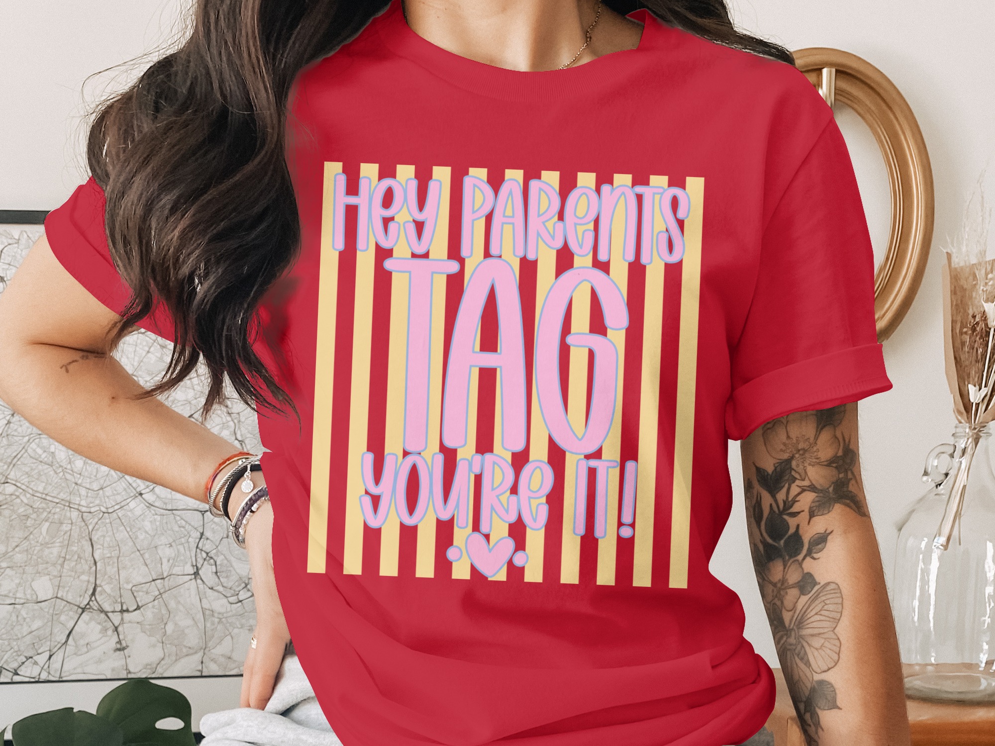 Hey Parents Tag You're It Funny T-Shirt - Image 2