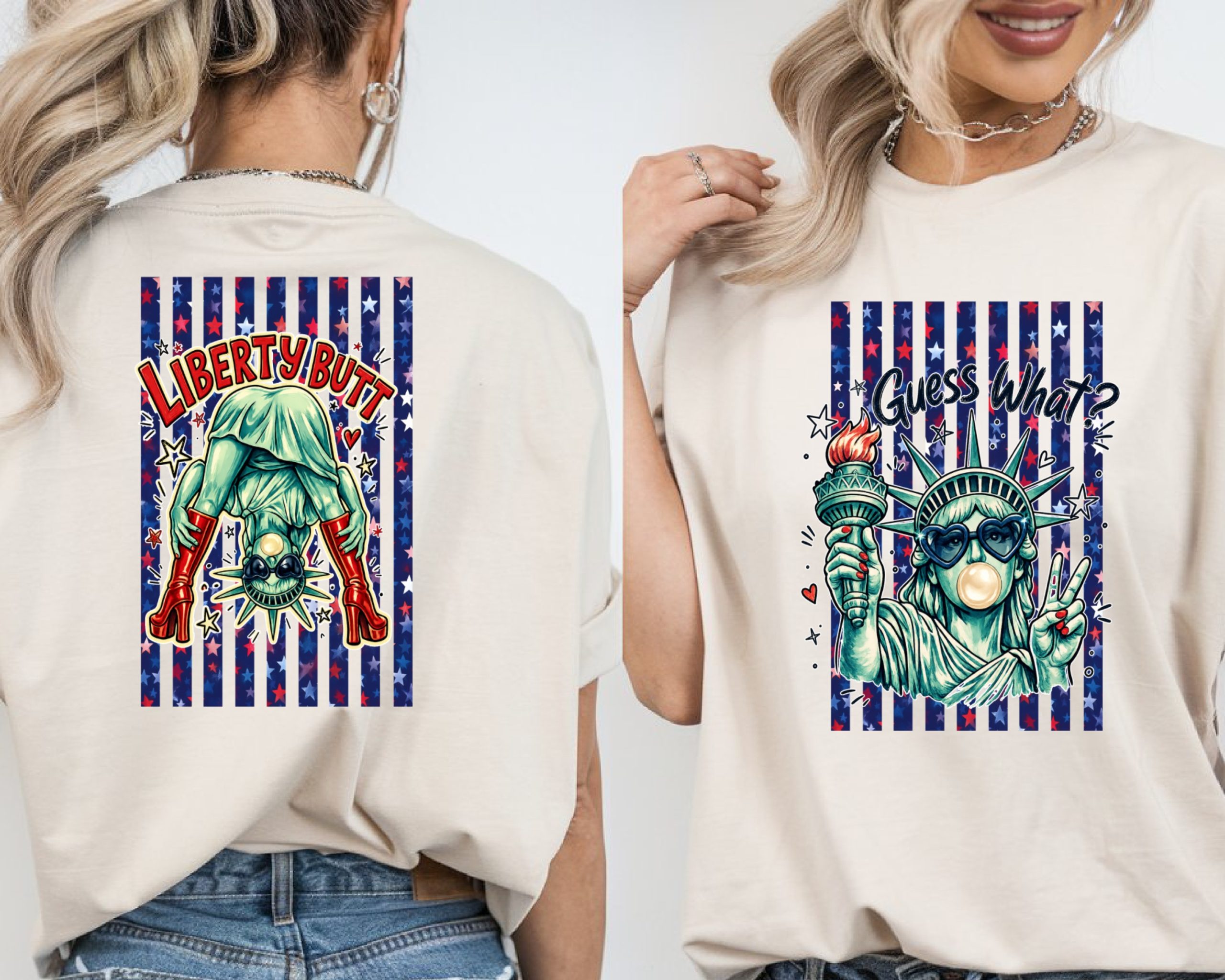 Sassy Statue of Liberty T-Shirt, Comfort Colors ® American Pop Art Bubble Gum Peace Sign Tee, Trendy Patriotic 4th of July Graphic Shirt - Image 2