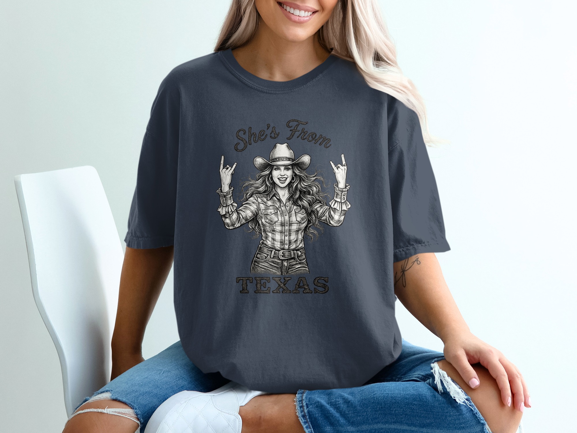 Texas Girl T-Shirt | She's From Texas Rock & Roll Cowgirl Tee | Southern Pride Western Graphic T-Shirt for Women | Texas Gift - Image 12