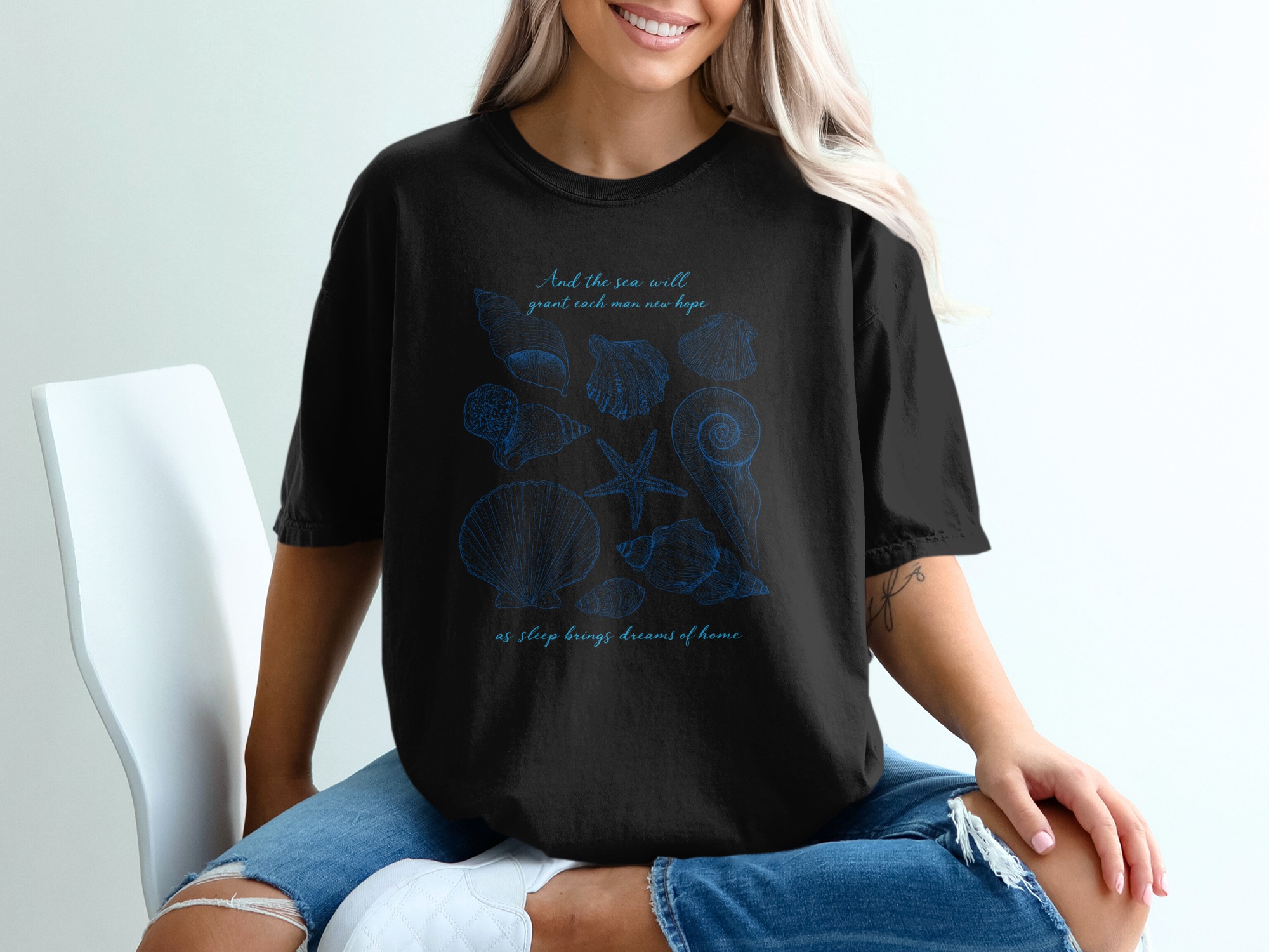 Coastal Seashell T-Shirt, Comfort Colors ®, Ocean Lover Beach Vacation Tee, Sea Quote Top, Marine Life Art, Nautical Aesthetic Shirt - Image 2