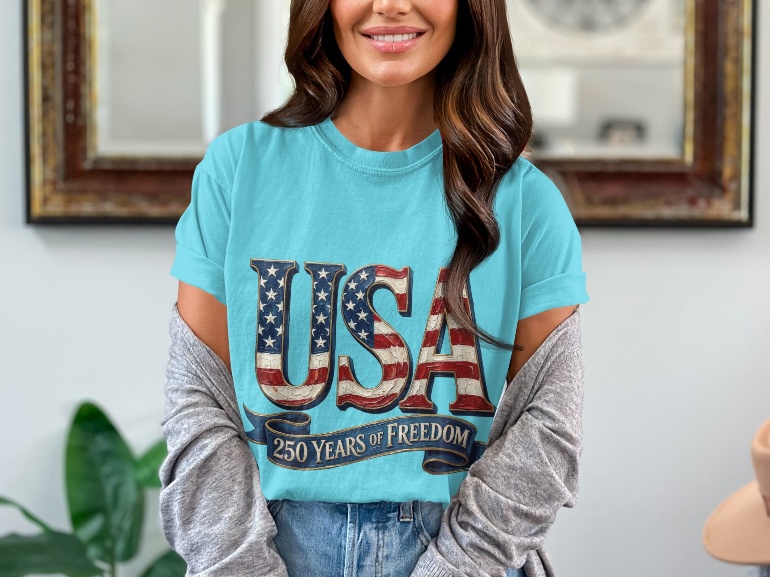 USA 250 Years of Freedom T-Shirt, Patriotic American Anniversary Tee, Vintage Flag Design, Independence Day Gift, Freedom Celebration Shirt - Image 7