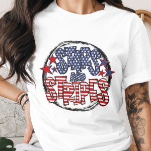 Stars and Stripes T-Shirt, Patriotic American Flag Tee, 4th of July Outfit, Independence Day Gift, USA Top, Memorial Day Shirt