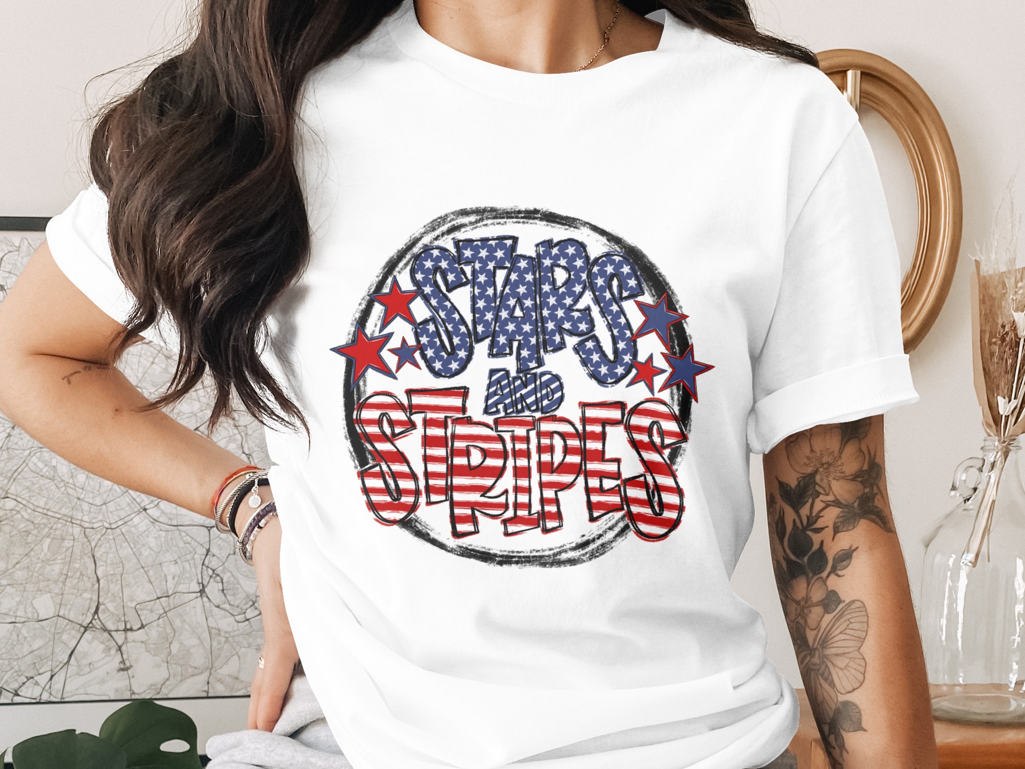 Stars and Stripes T-Shirt, Patriotic American Flag Tee, 4th of July Outfit, Independence Day Gift, USA Top, Memorial Day Shirt