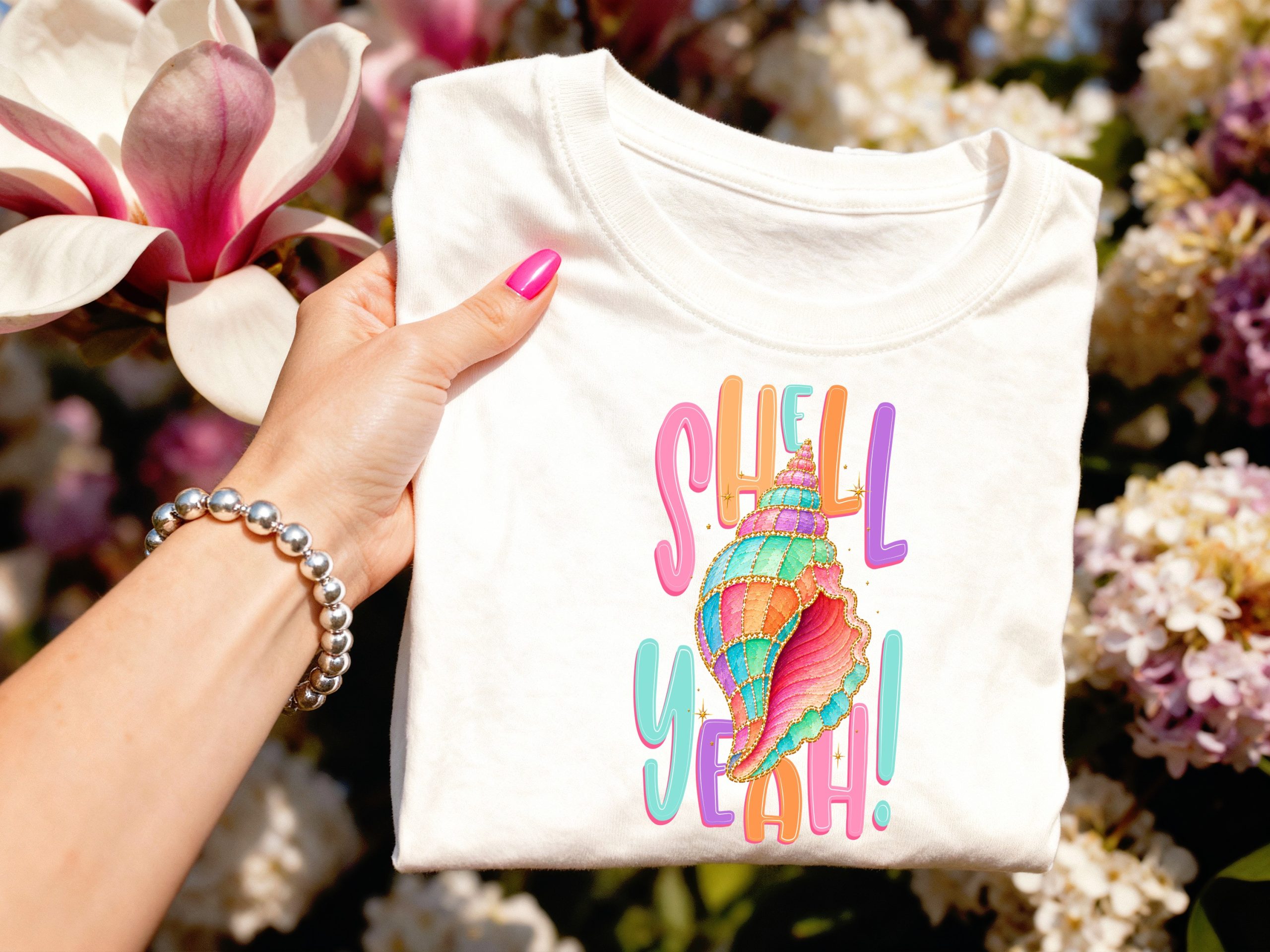 Shell Yeah T-Shirt, Funny Seashell Shirt, Pastel Ocean Beach Tee, Cute Vacation Top, Mermaid Core Style Gift for Her - Image 3