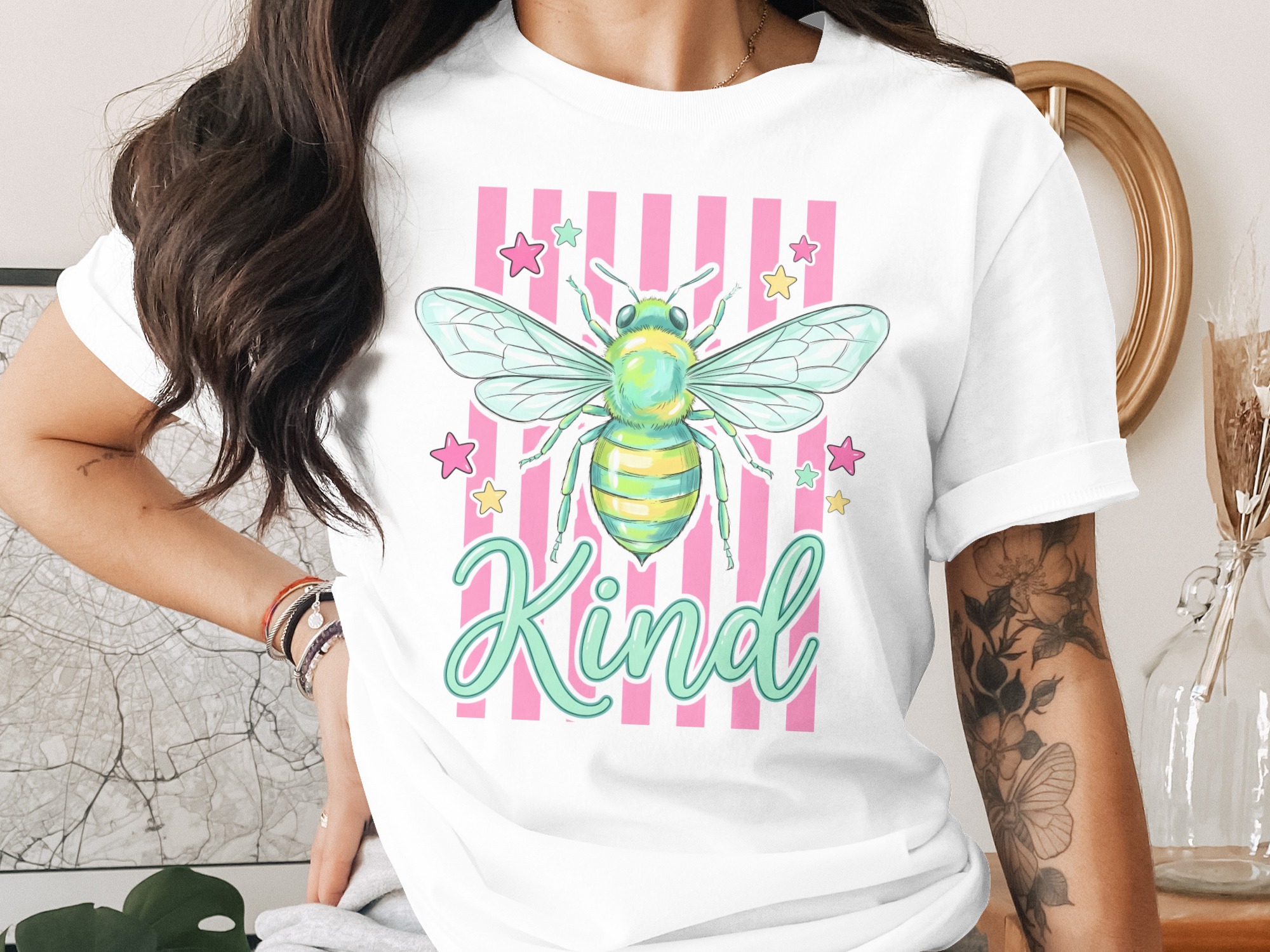 Bee Kind T-Shirt, Whimsical Graphic Tee, Positive Message Shirt, Cute Bee Lover Gift, Save The Bees Top for Women, Kindness Vibe Apparel