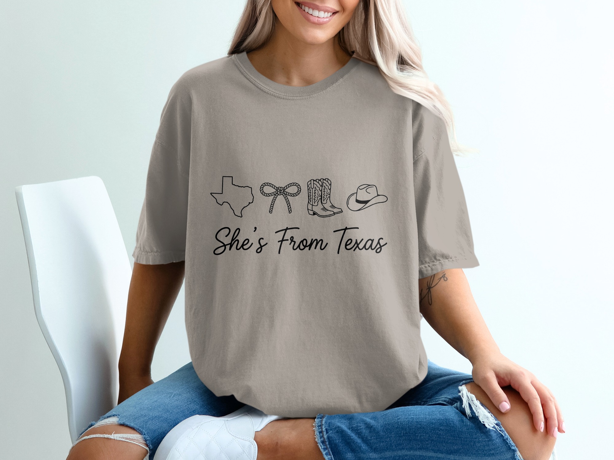 She's From Texas T-Shirt, Texas Outline Cowgirl Boots Hat Rope Bow Western Tee, Southern Pride Gift for Her, Country Girl Shirt - Image 11